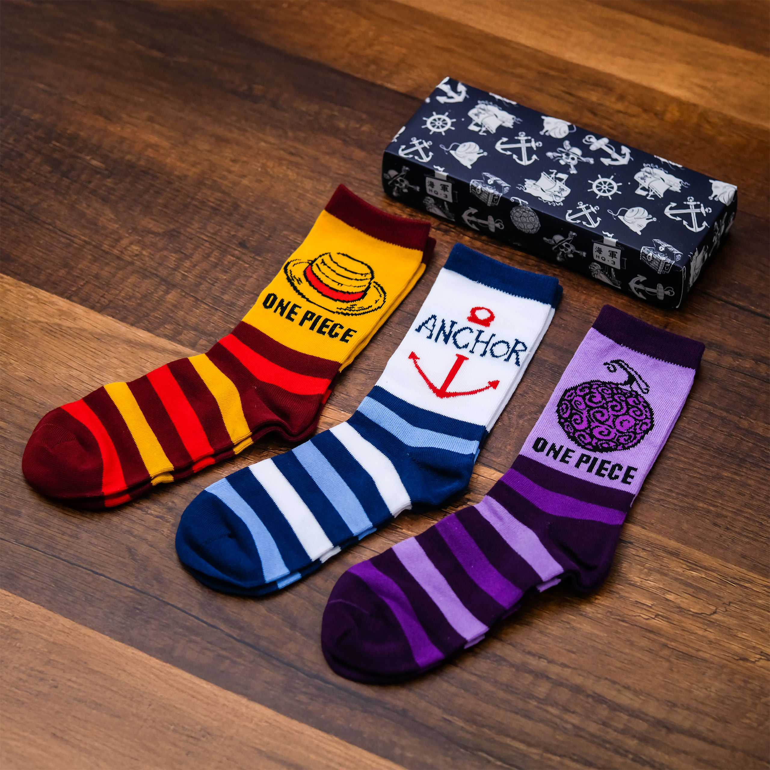 Lot de 3 paires de chaussettes One Piece dans une boîte cadeau