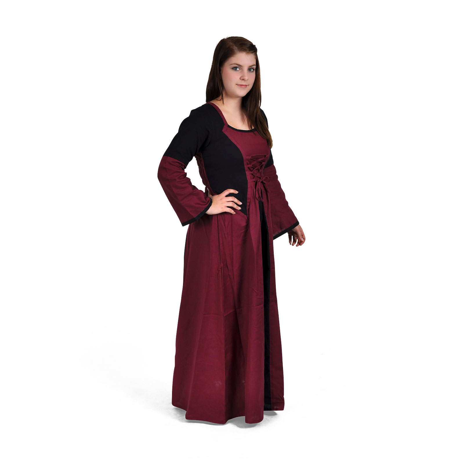 Elena Medieval Dress Bordeaux-Black