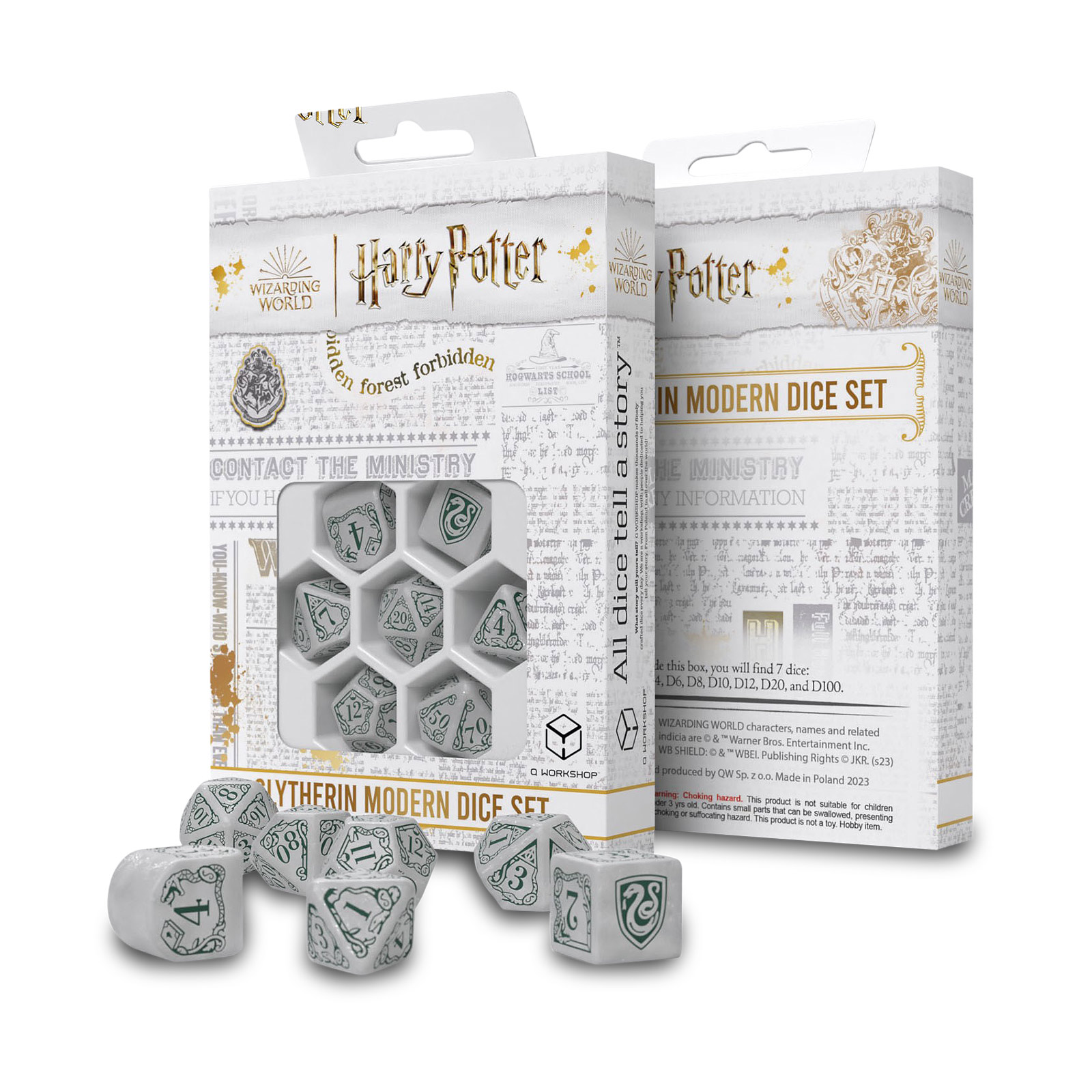 Harry Potter - Slytherin RPG Würfel Set 7tlg weiß