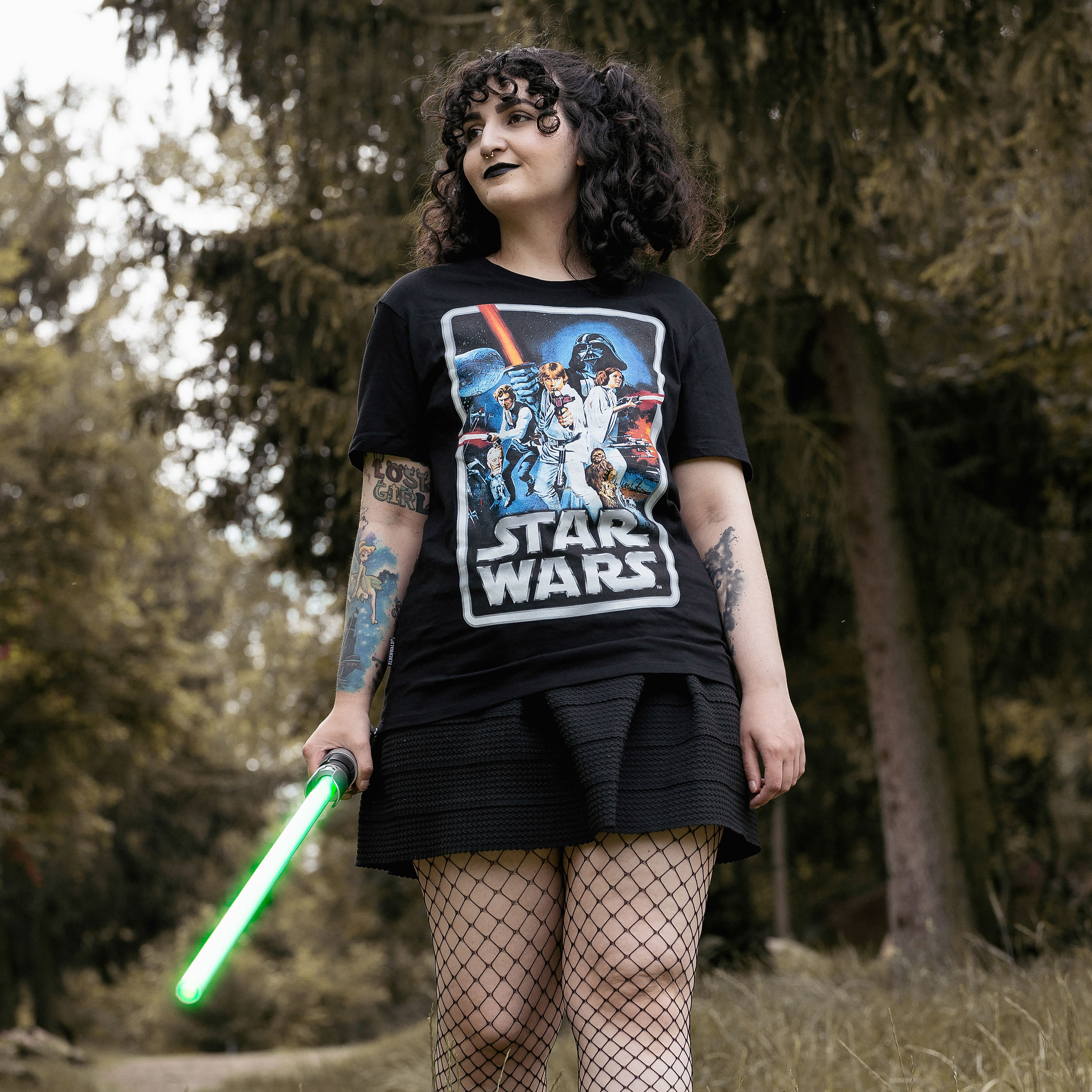 Star Wars - Retro Film Poster T-Shirt Zwart