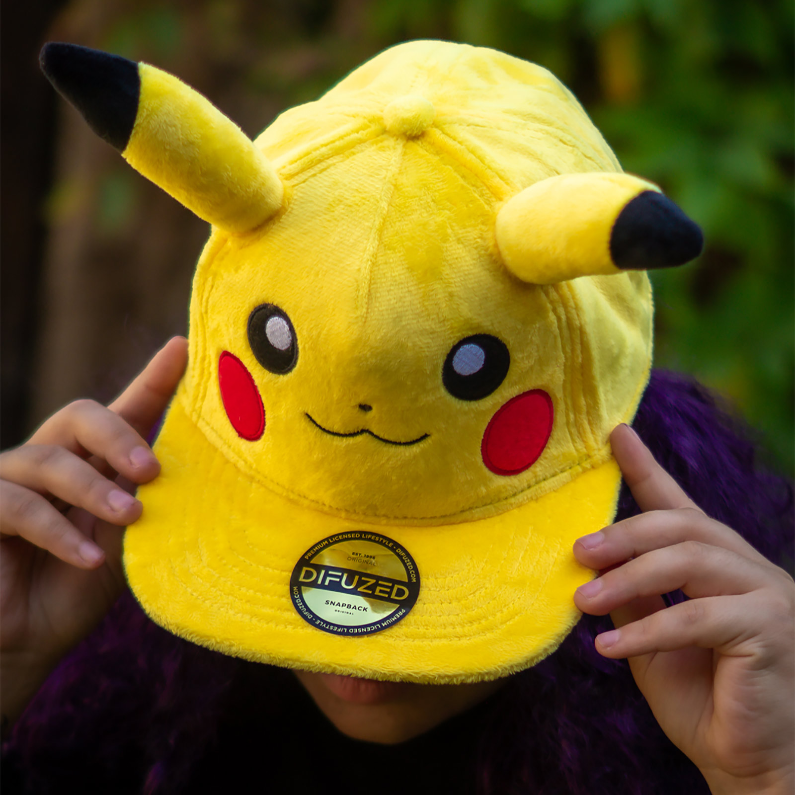 Pokemon - Casquette Snapback en peluche Pikachu