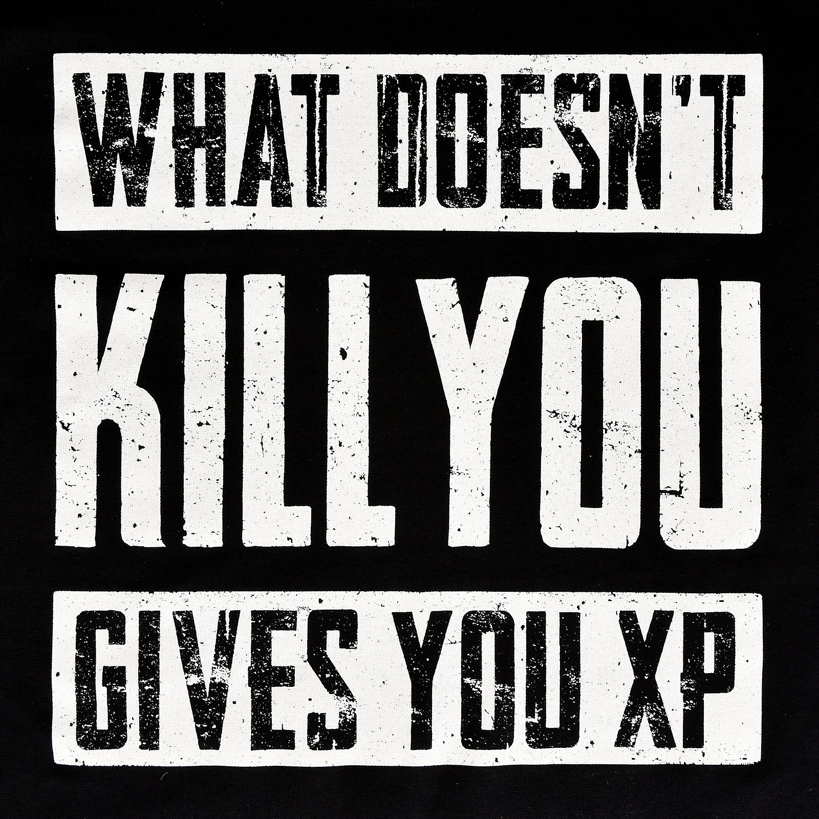T-shirt noir 'Ce qui ne te tue pas te donne de l'XP'