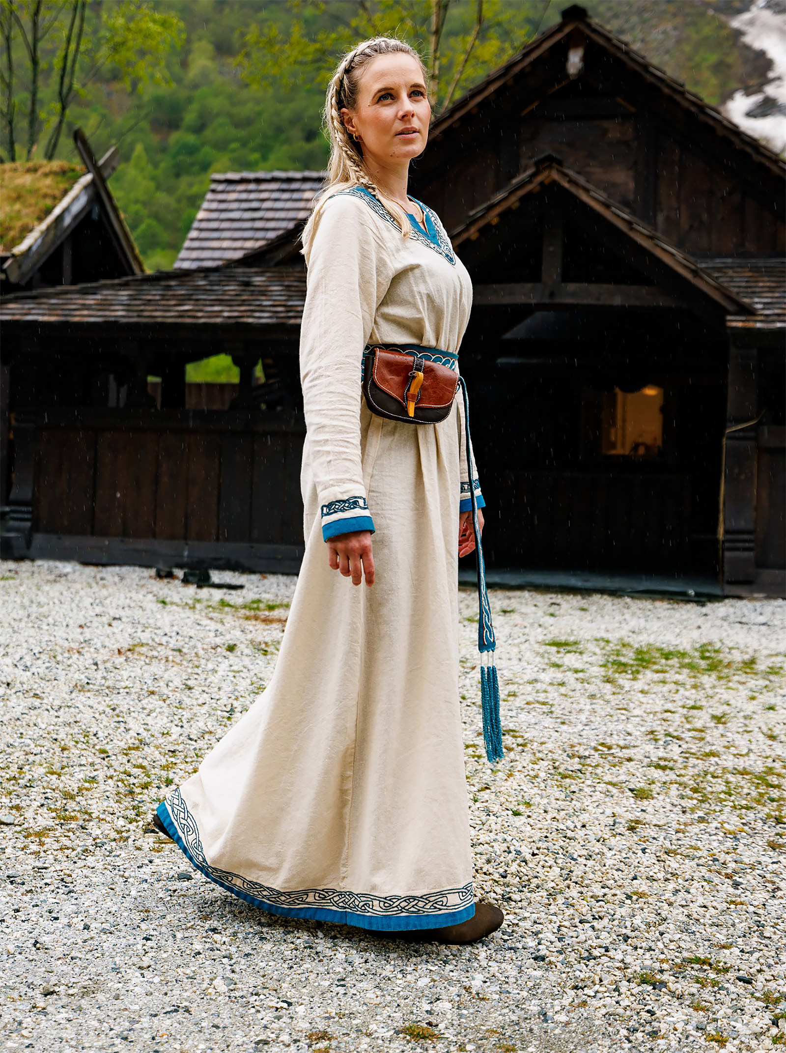 Wikinger Kleid Lagertha beige-blau