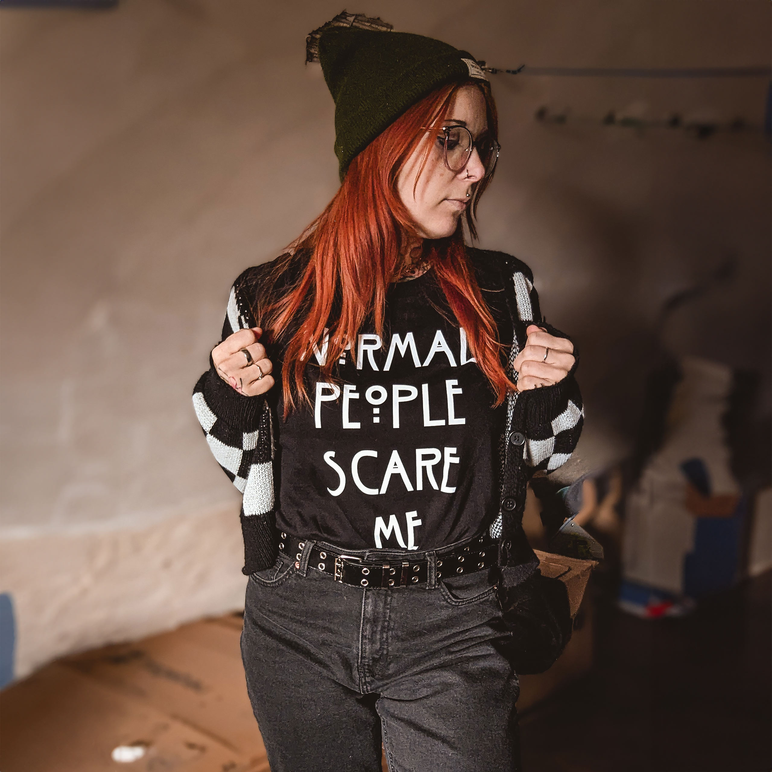 Normal People Scare Me T-Shirt for American Horror Story Fans Black