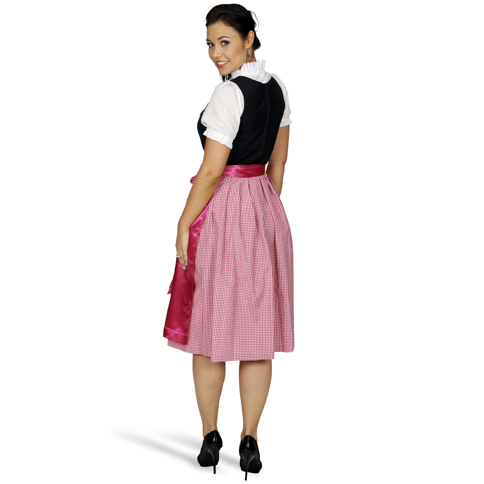 Dirndl black pink - traditional dress with embroidery and lacing