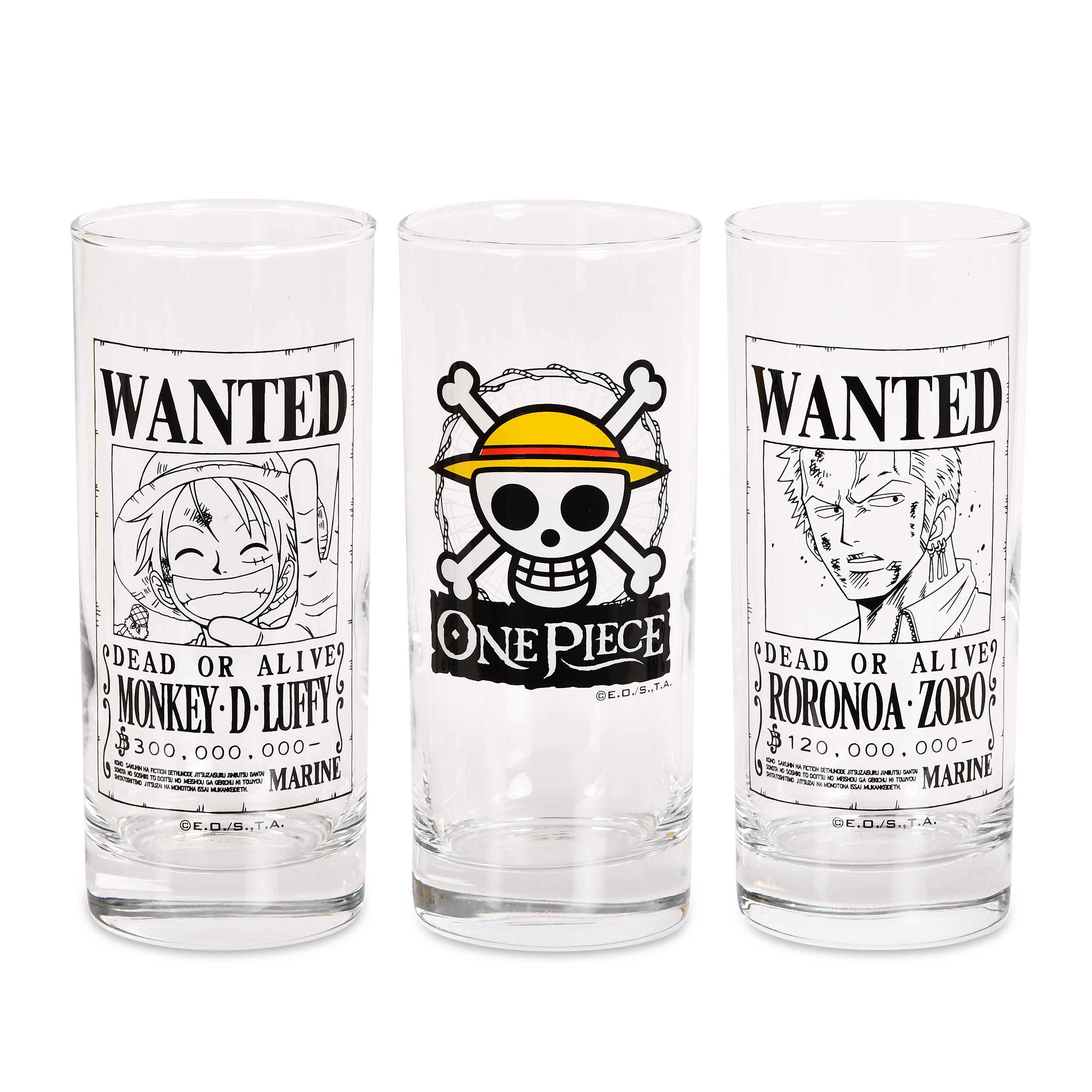 One Piece - Wanted Glazen set van 3
