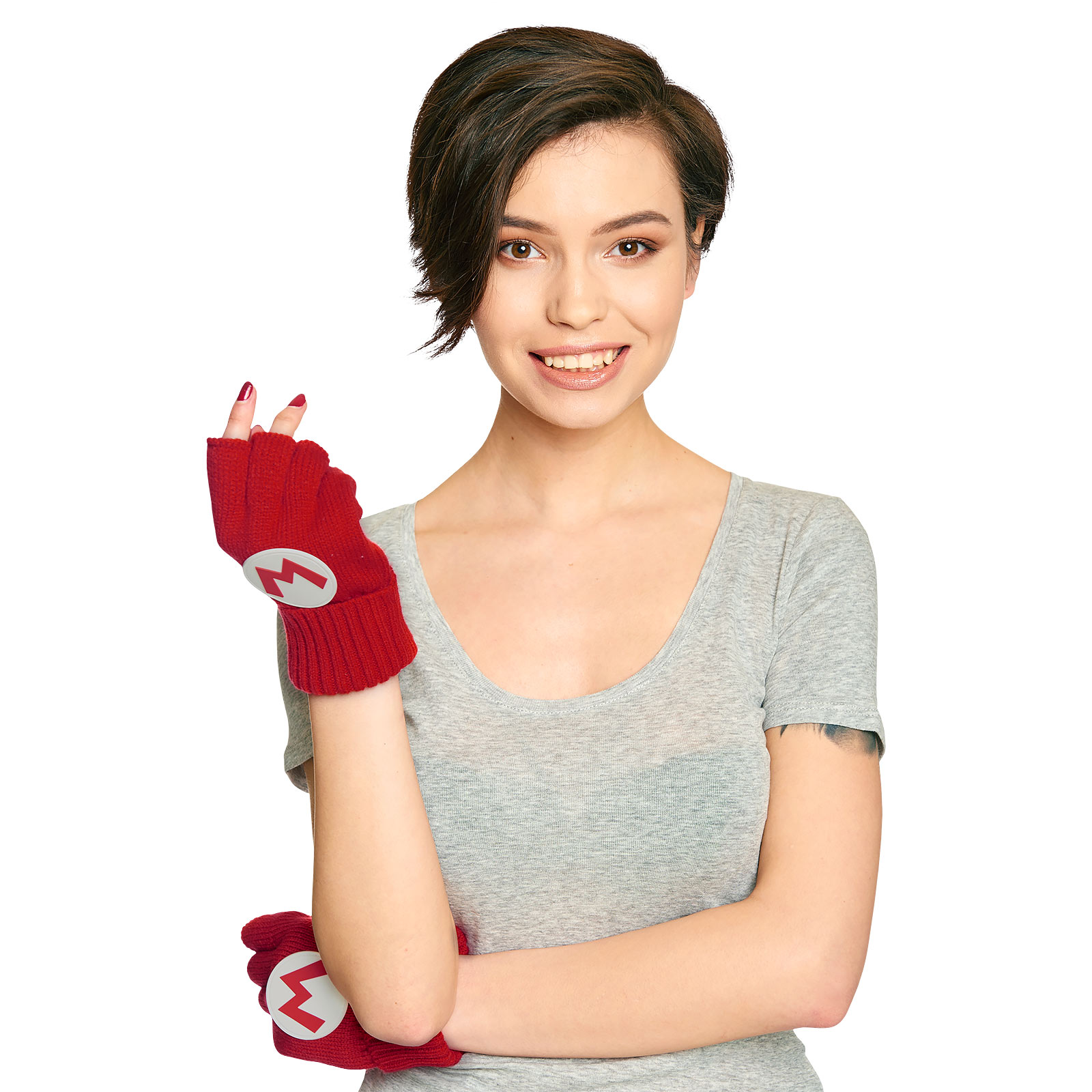 Super Mario - Fingerlose Logo Handschuhe rot