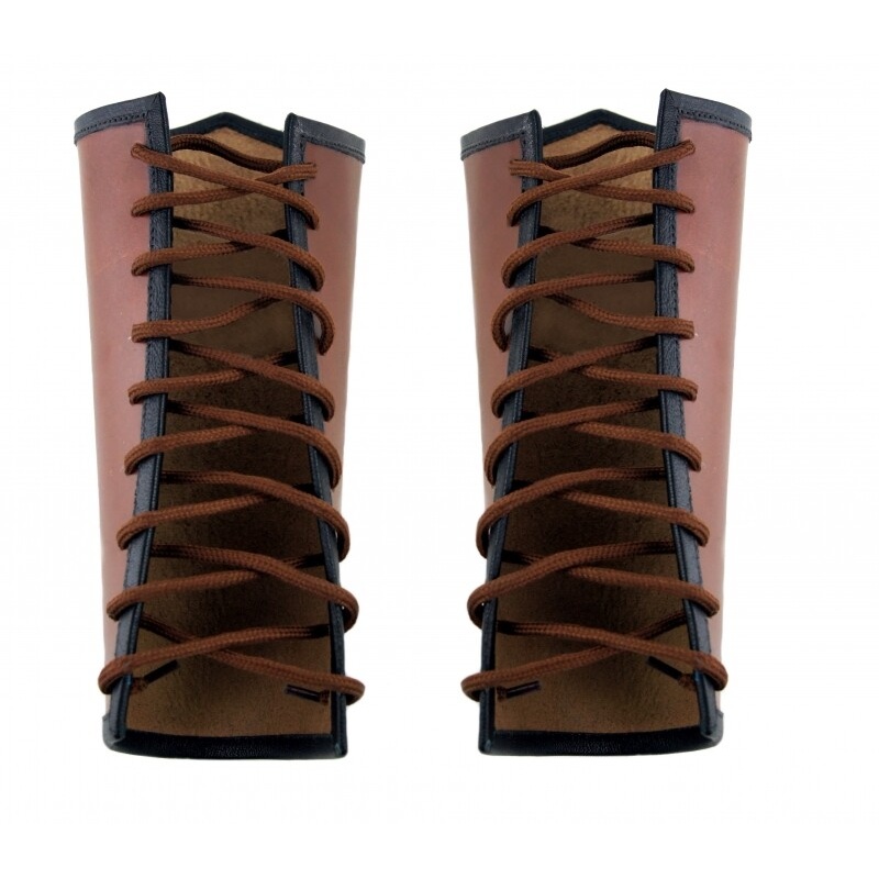 Mittelalter Lederarmschiene Ottar mit Vegvisir-Prägung braun