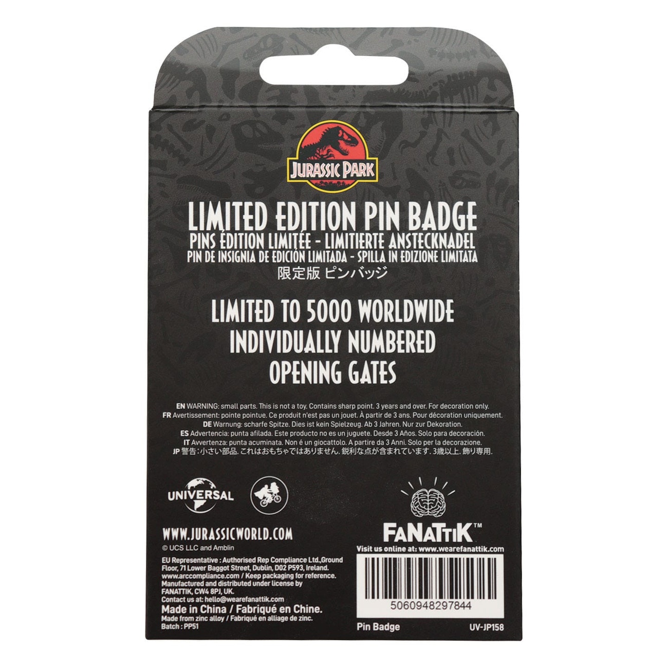 Jurassic Park Ansteck-Pin Gates Hinged
