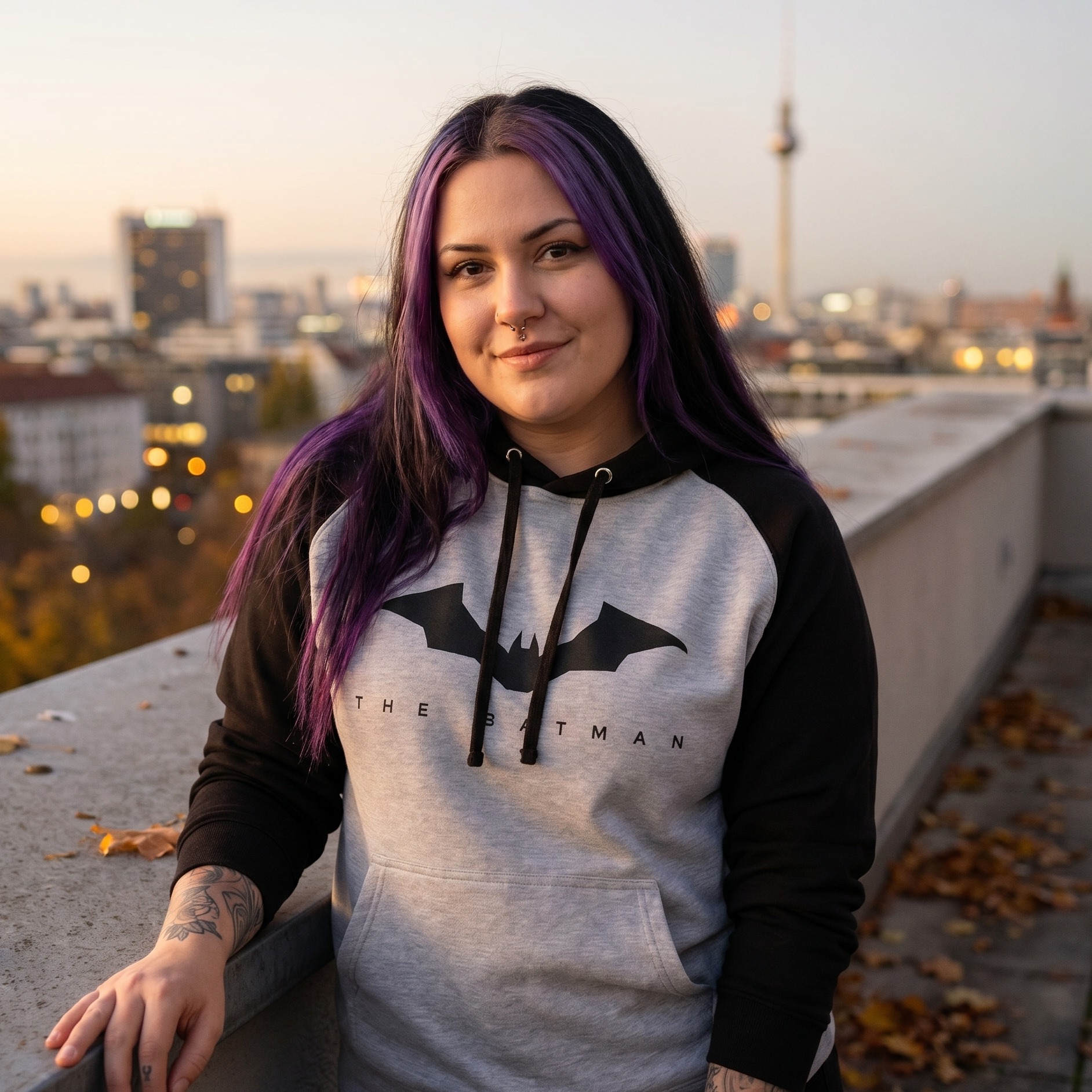 The Batman - Logo Baseball Hoodie grigio-nero