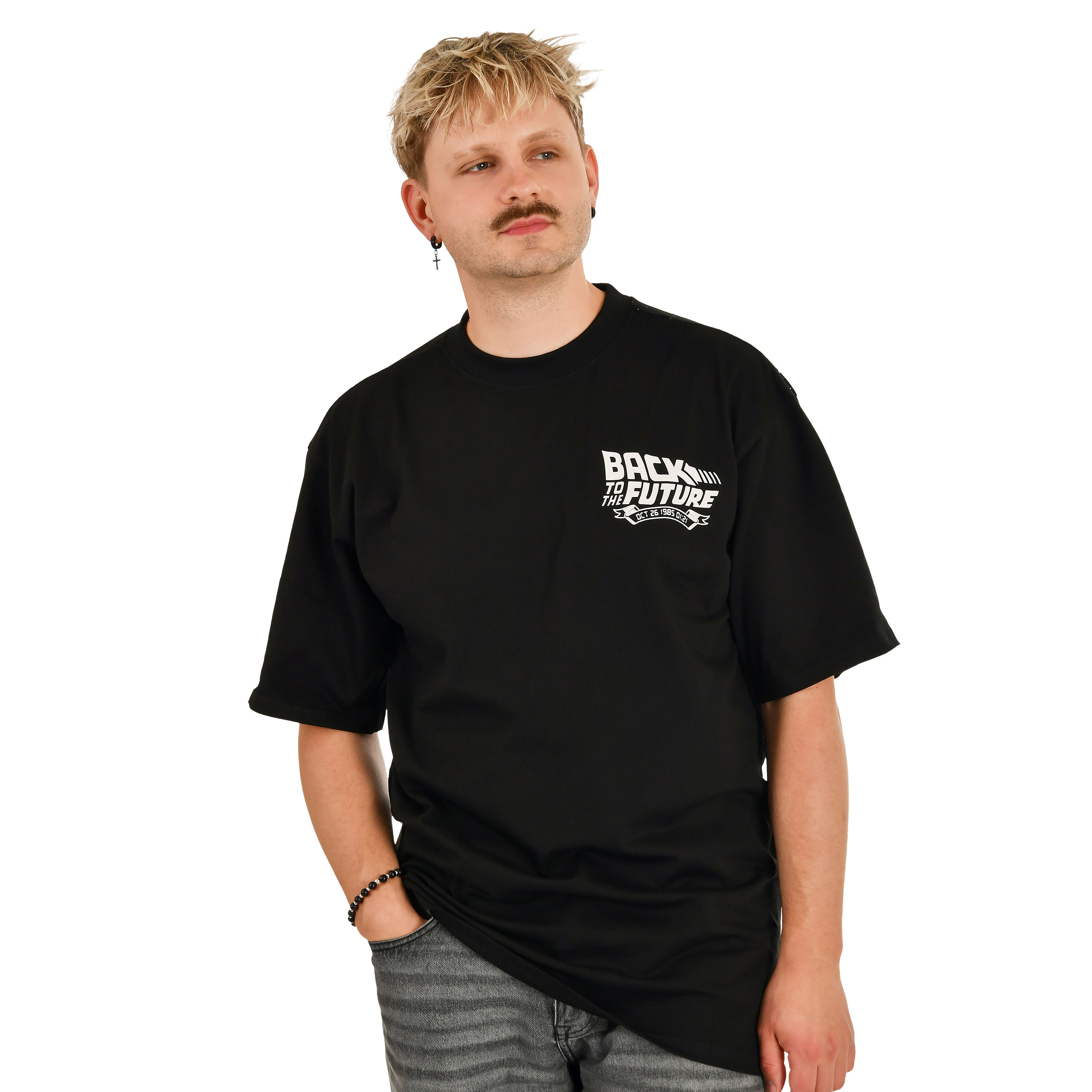 Regreso al Futuro - Camiseta Oversize DeLorean negra