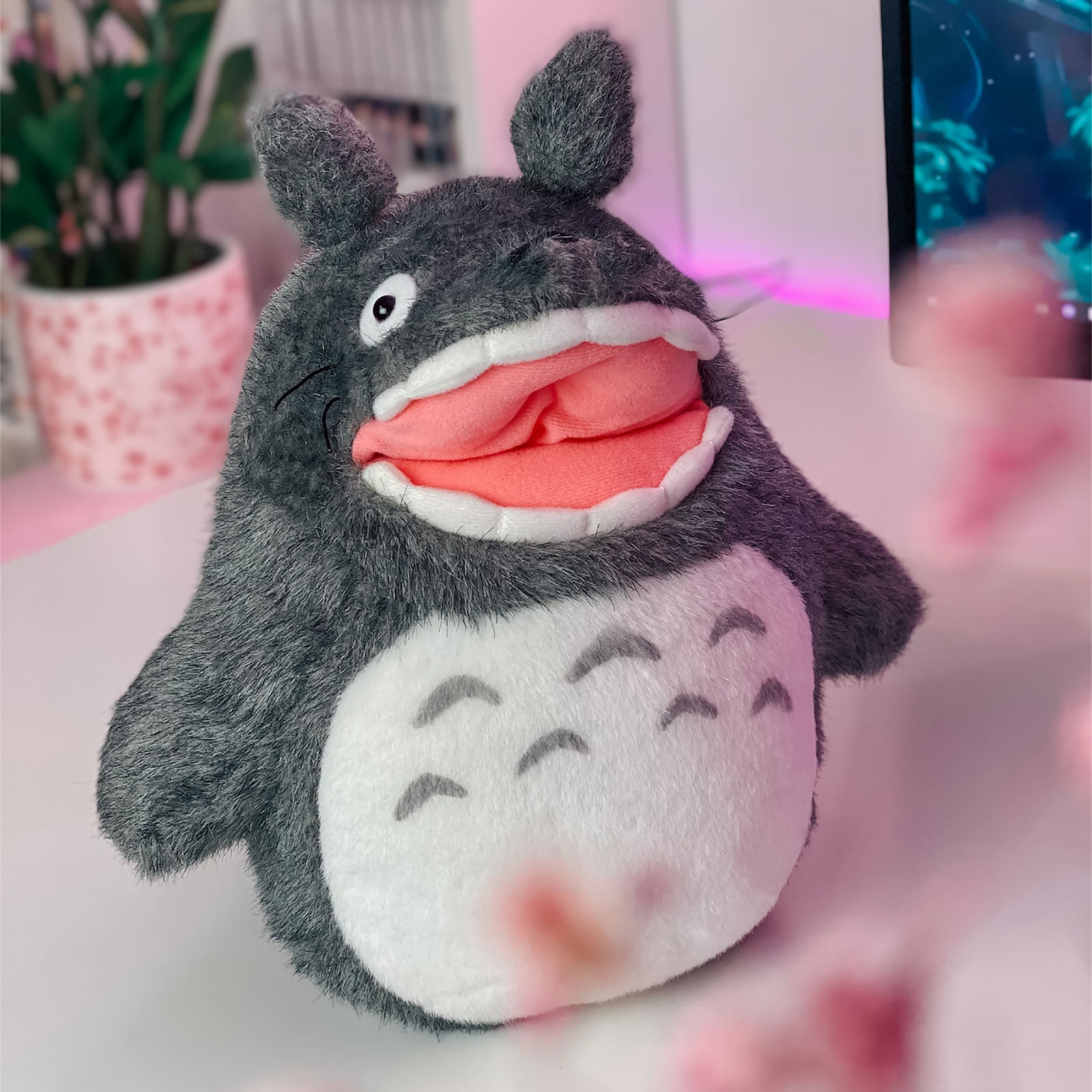 Happy Totoro Pluche Figuur grijs