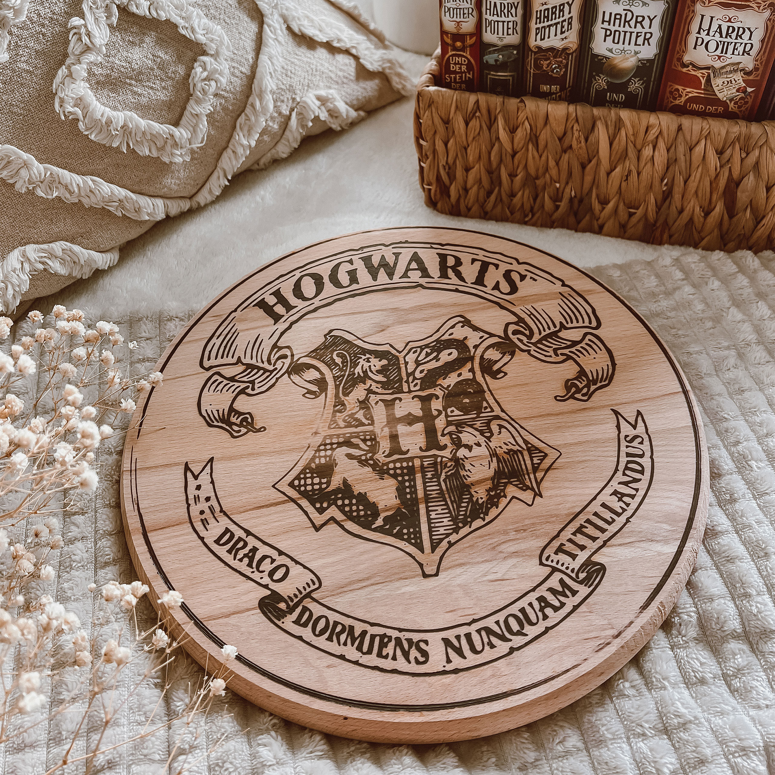 Harry Potter - Hogwarts Wappen Schneidebrett Buche