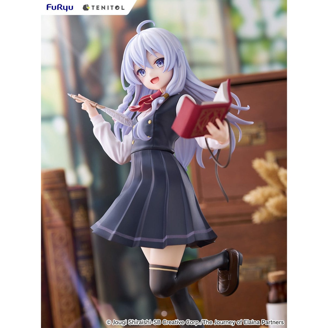 Wandering Witch: The Journey of Elaina statua alta in PVC Tenitol Elaina versione uniforme scolastica 29 cm