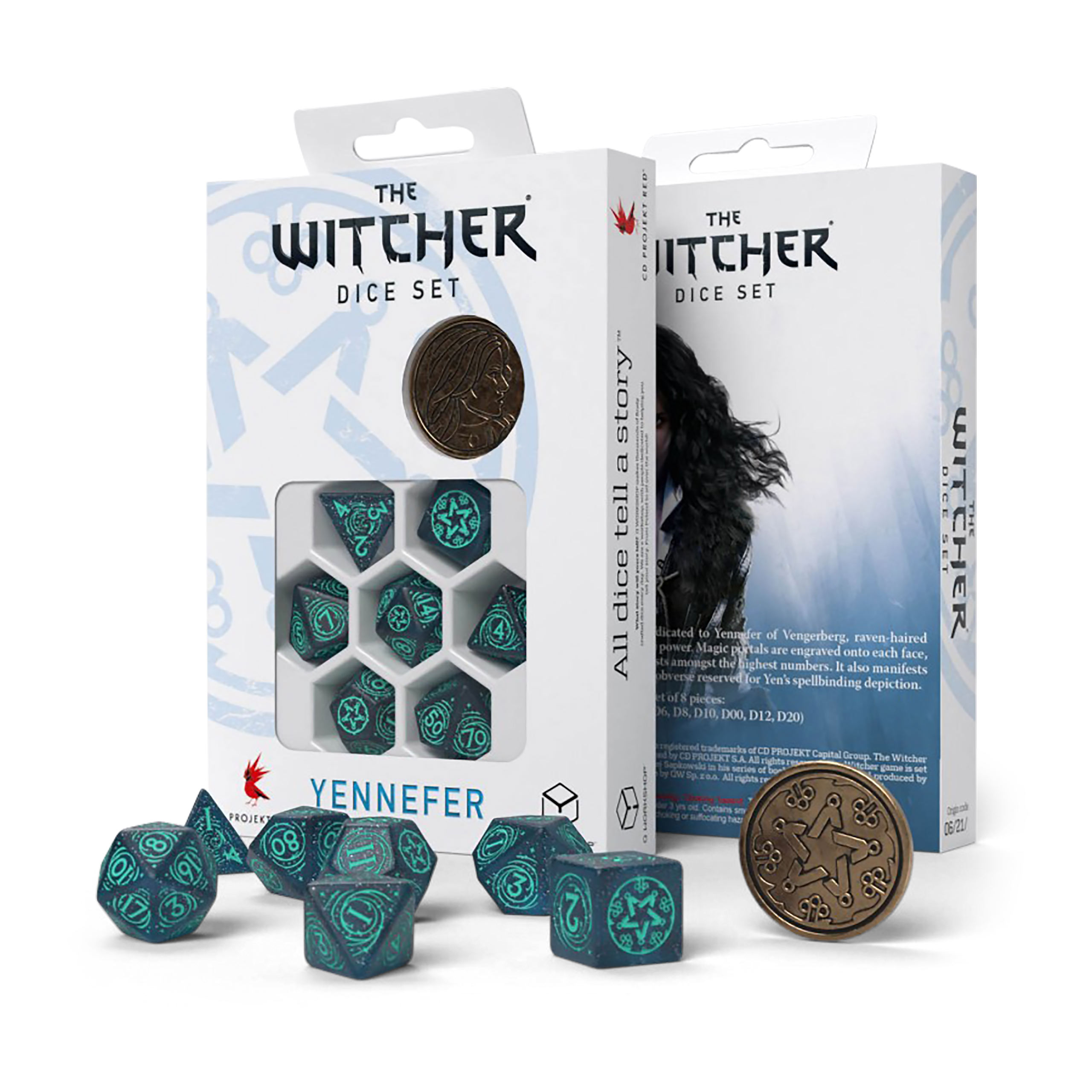 Witcher - Yennefer Sorceress Supreme RPG Dice Set 7pcs with Collectible Coin