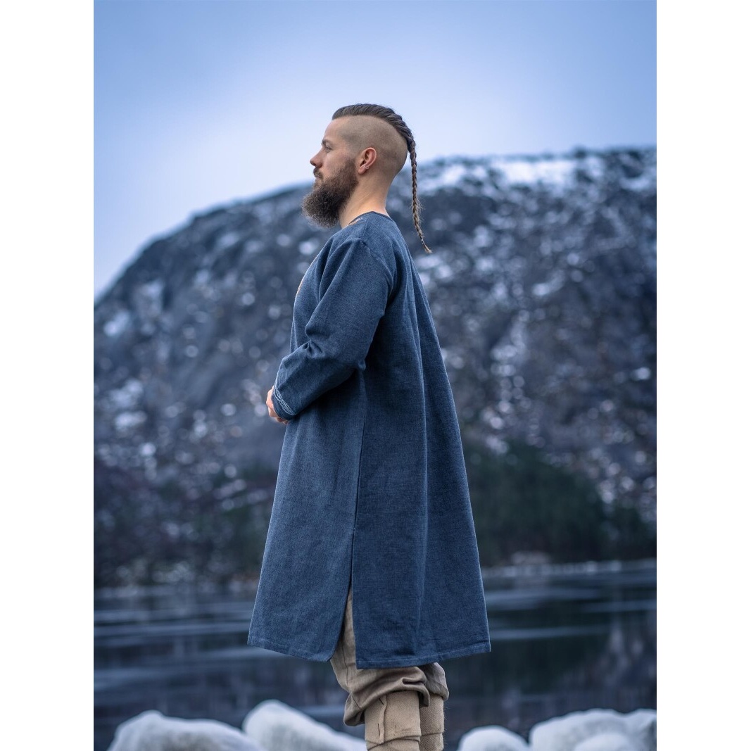 Średniowieczna tunika wikingów Snorri szaroniebieska