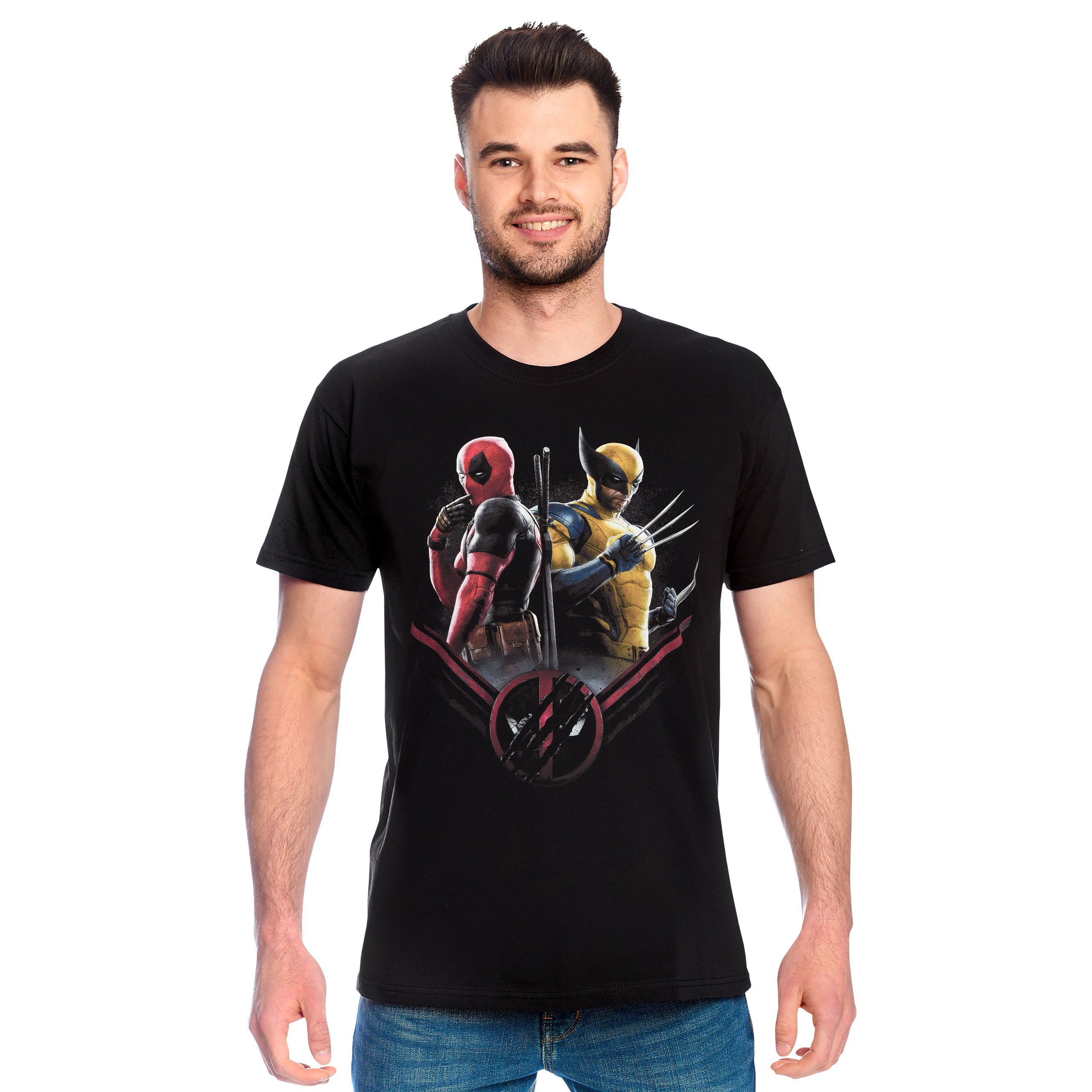 Camiseta negra Deadpool y Wolverine Double Trouble