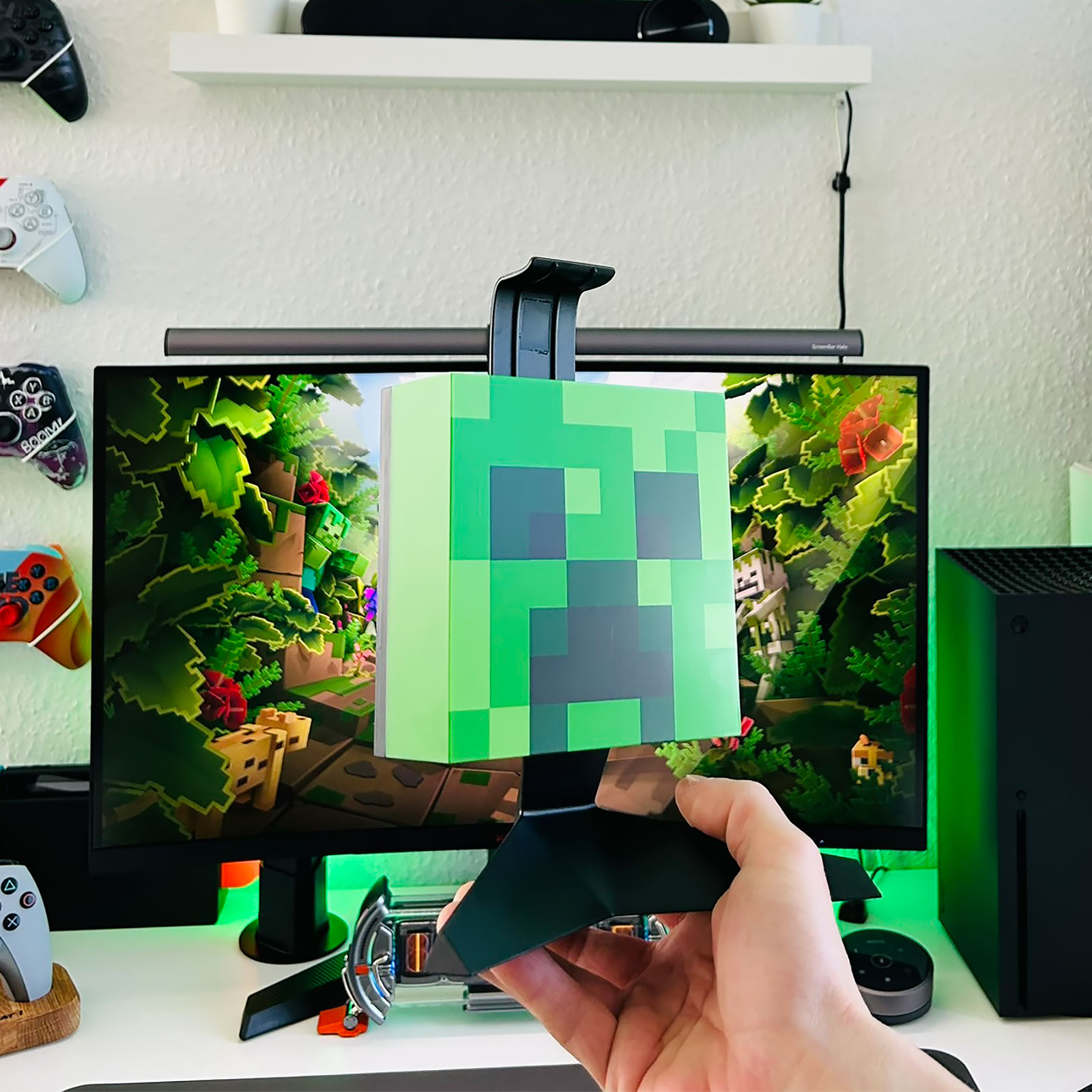 Creeper Hoofdtelefoonstandaard met Licht - Minecraft