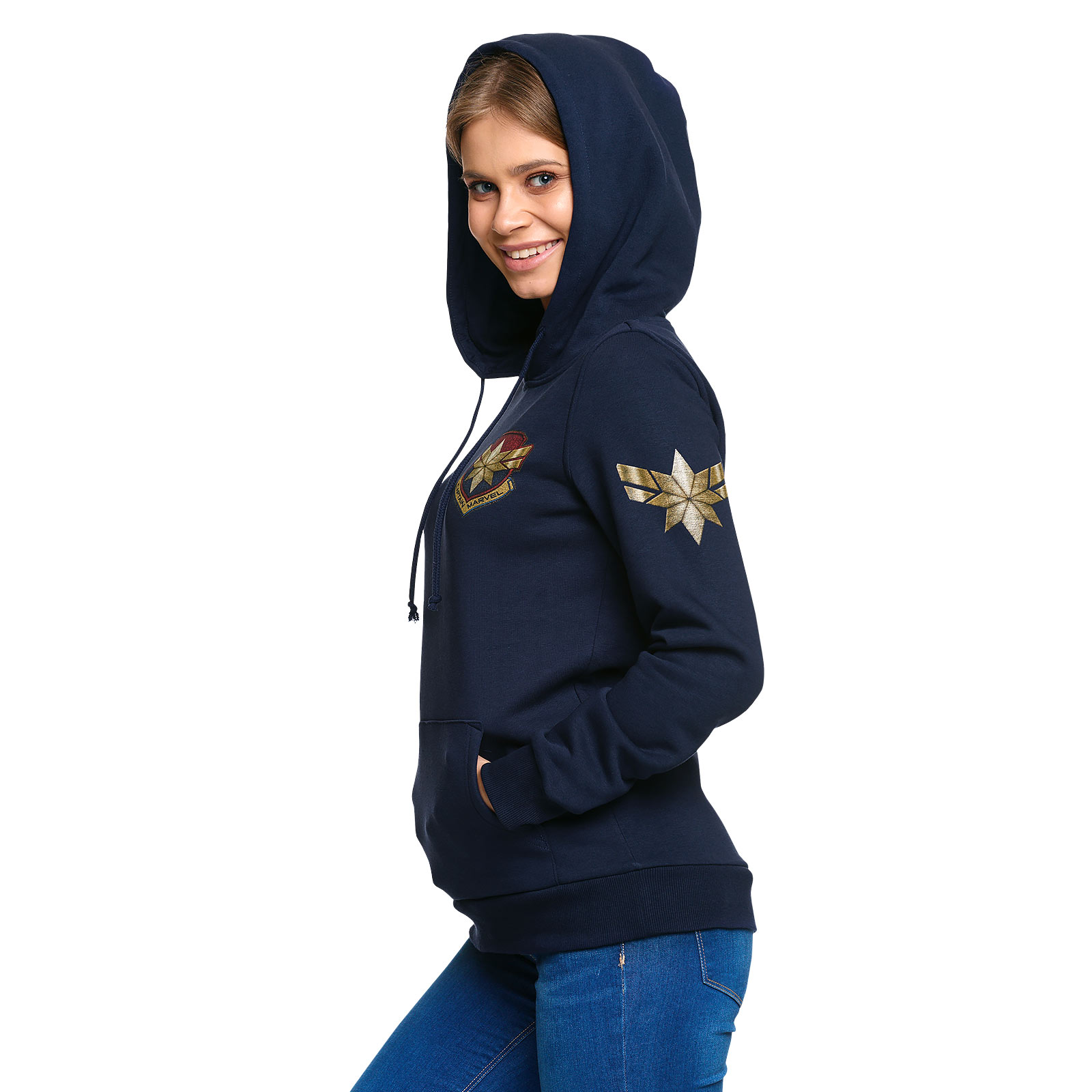 Captain Marvel - Sweat à capuche logo étoile pour femmes bleu
