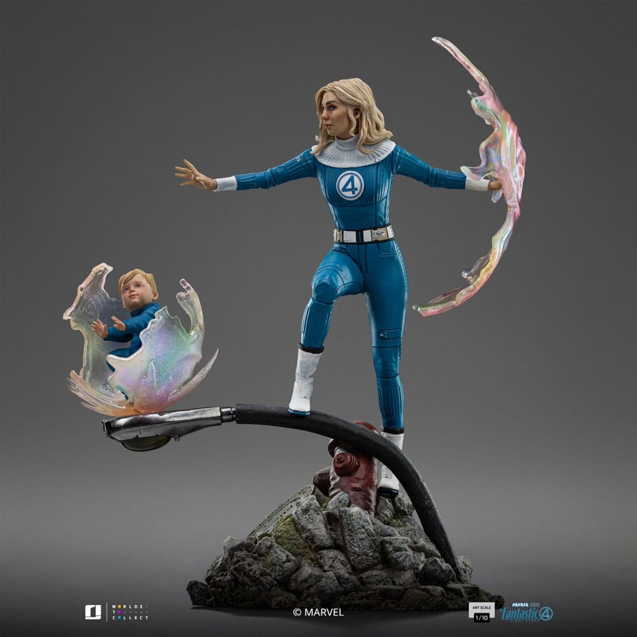 Fantastic Four Figura Art Scale 1/10 Invisible Woman i Franklin 28 cm