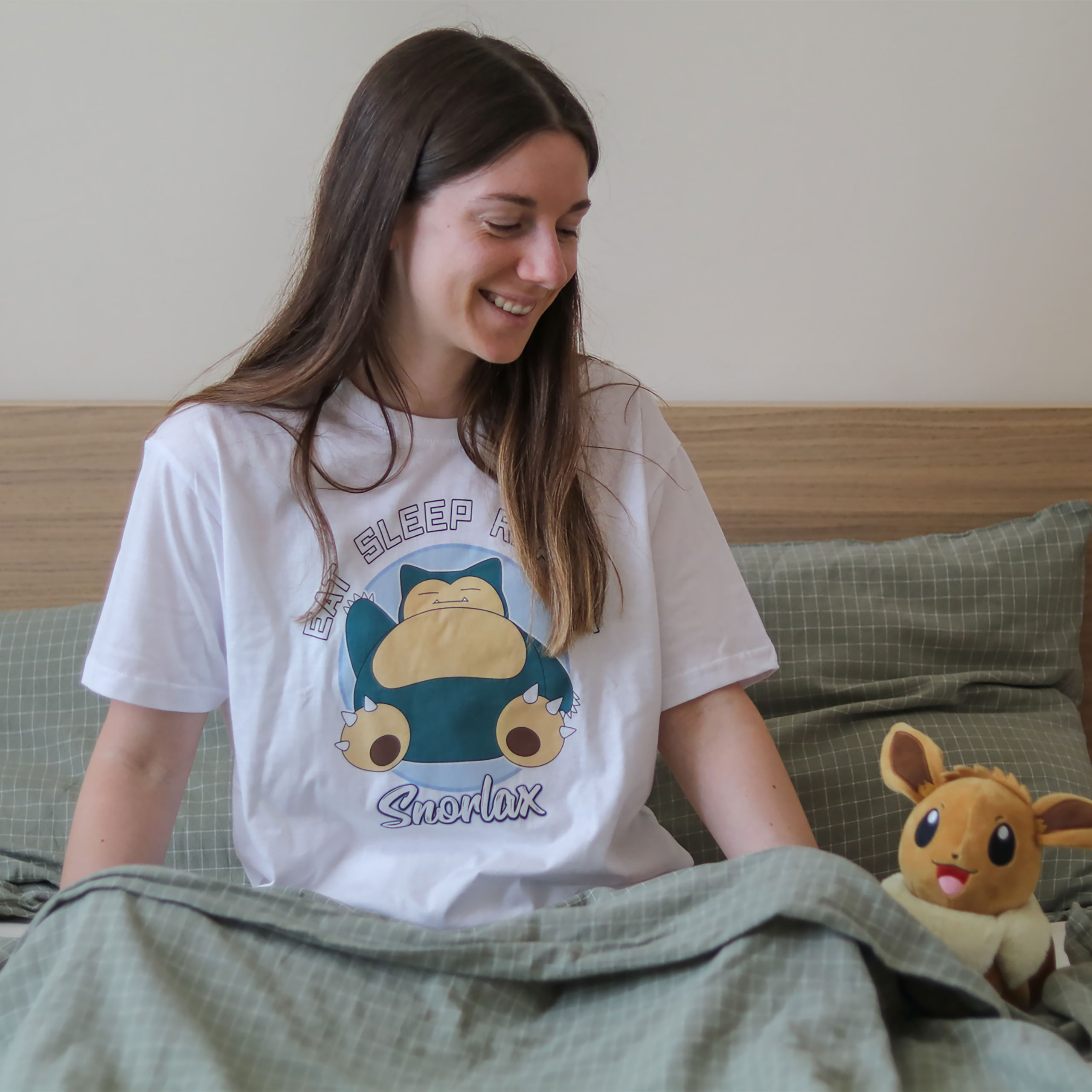 Pokemon - Snorlax Eat Sleep Repeat T-shirt bianca