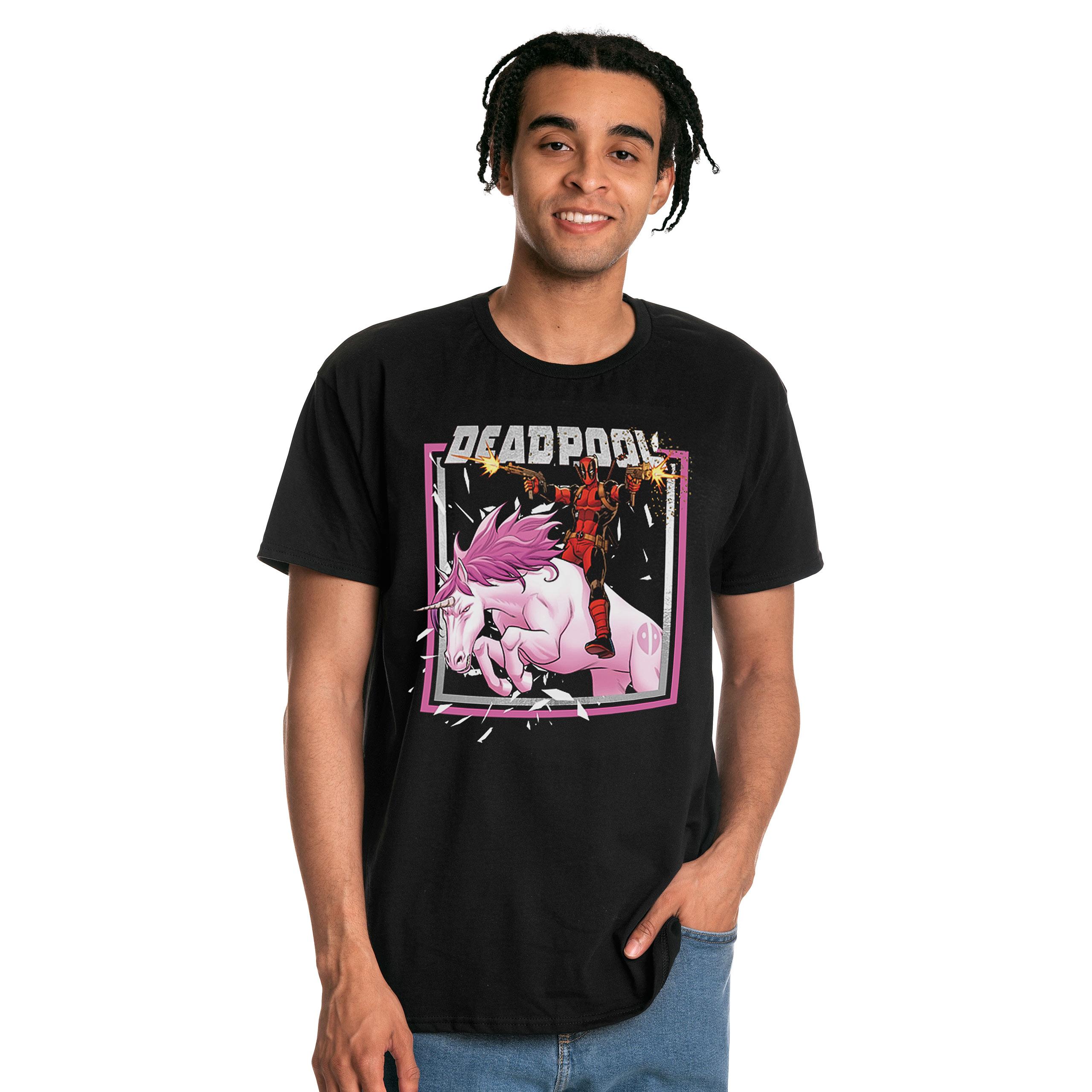 Deadpool - Pink Unicorn Ride T-Shirt schwarz
