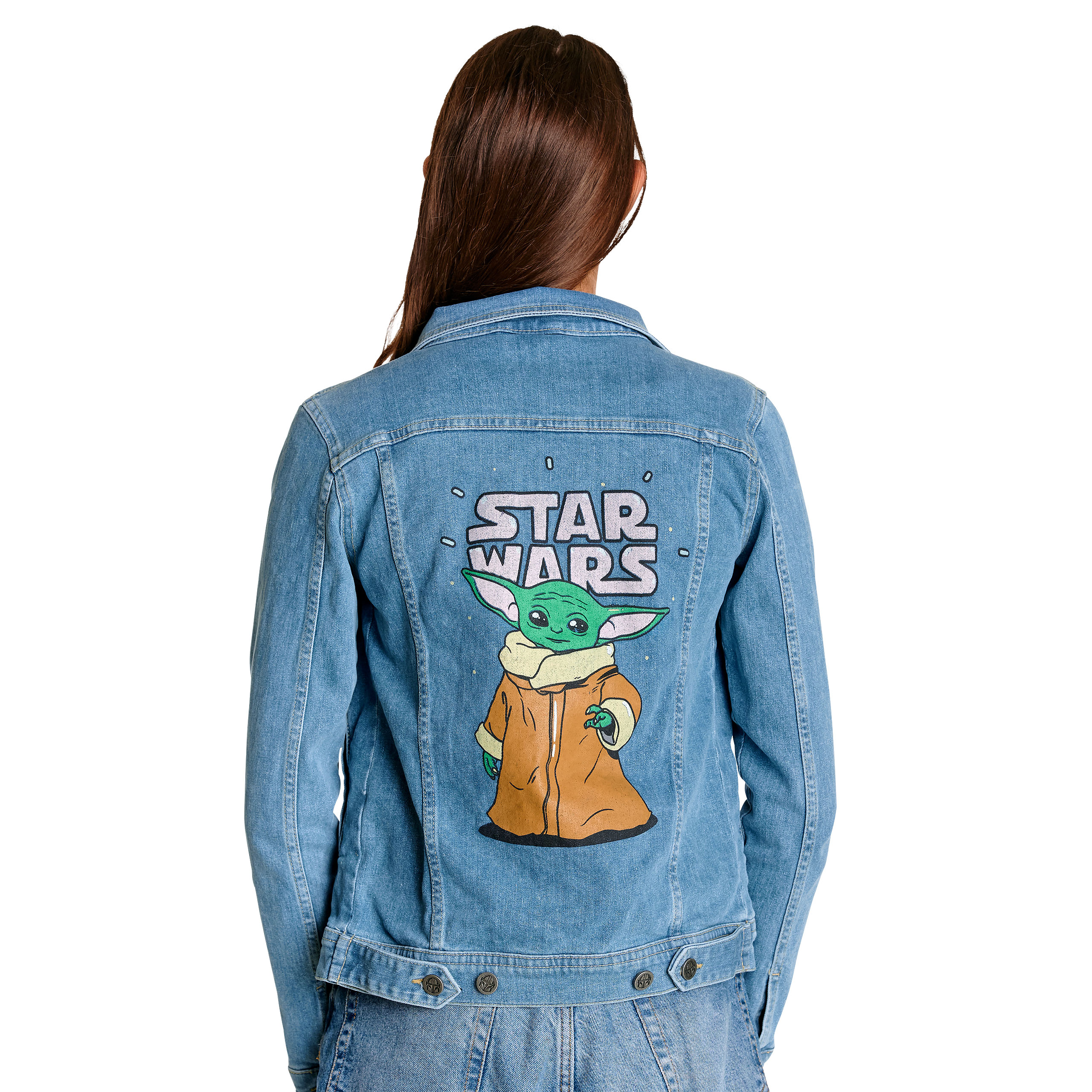 Grogu Women's Denim Jacket Blue - Star Wars The Mandalorian