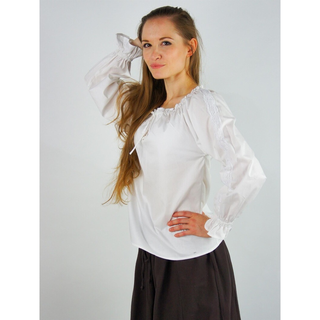 Średniowieczna bluzka z koronką Bettina biała