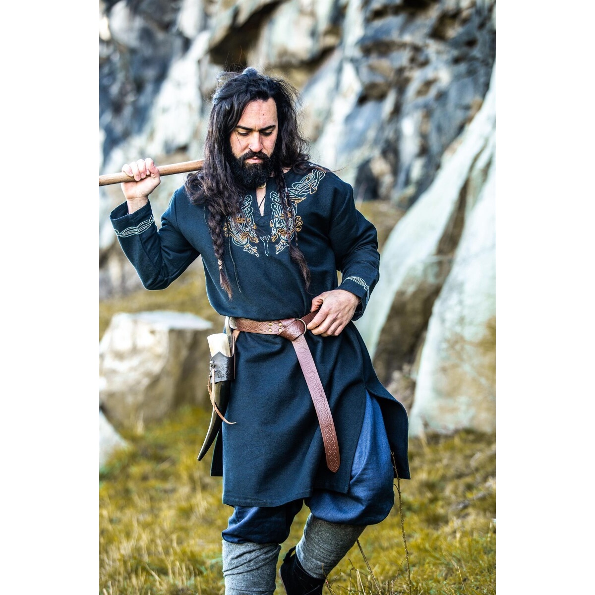 Tunique viking médiévale Snorri noir