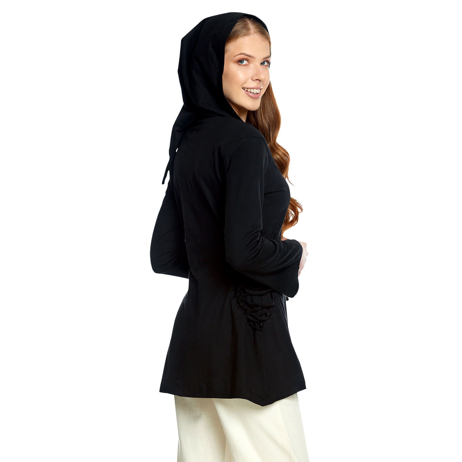 Medieval Blouse Lea with Hood Black