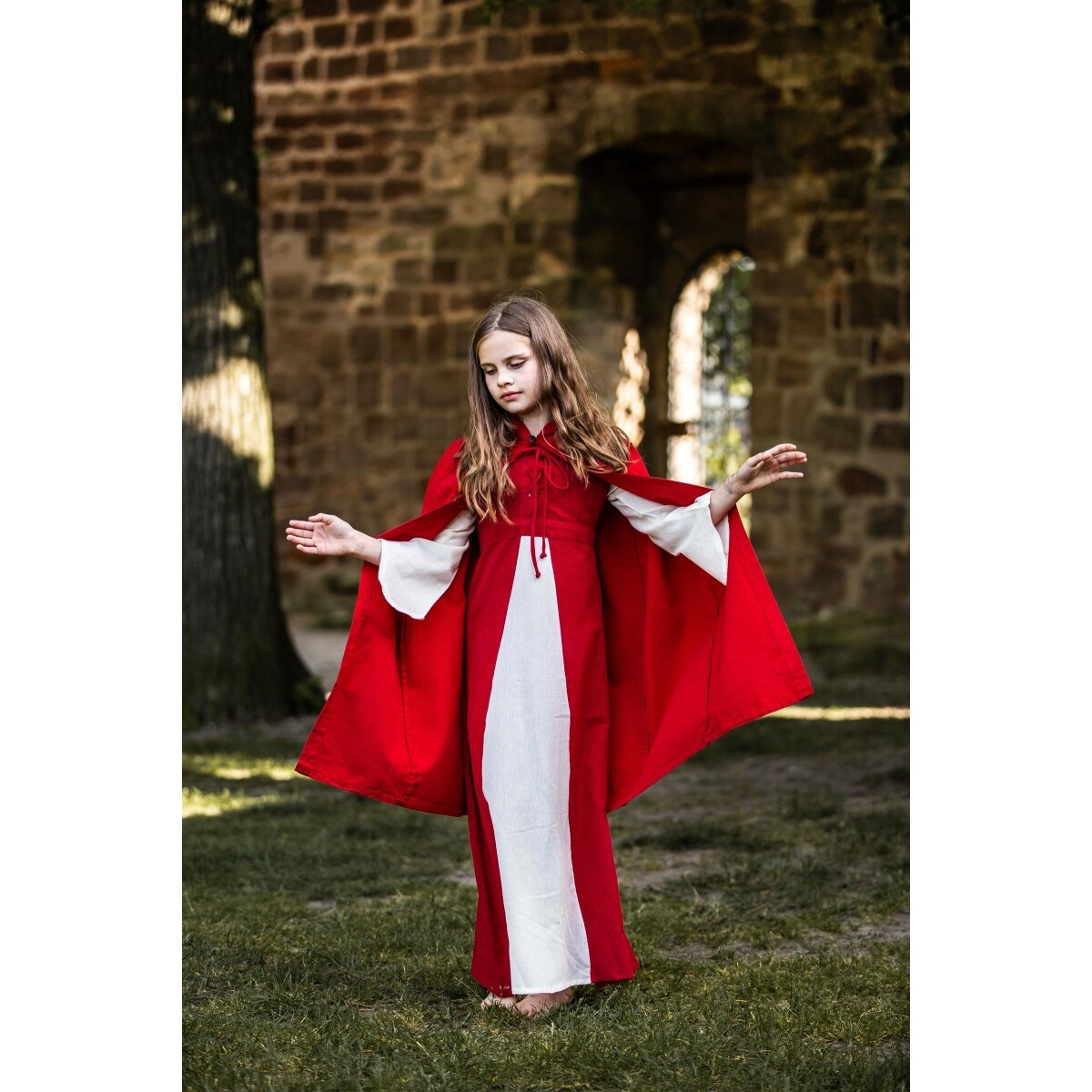 Capa medieval Cecilia para niños roja