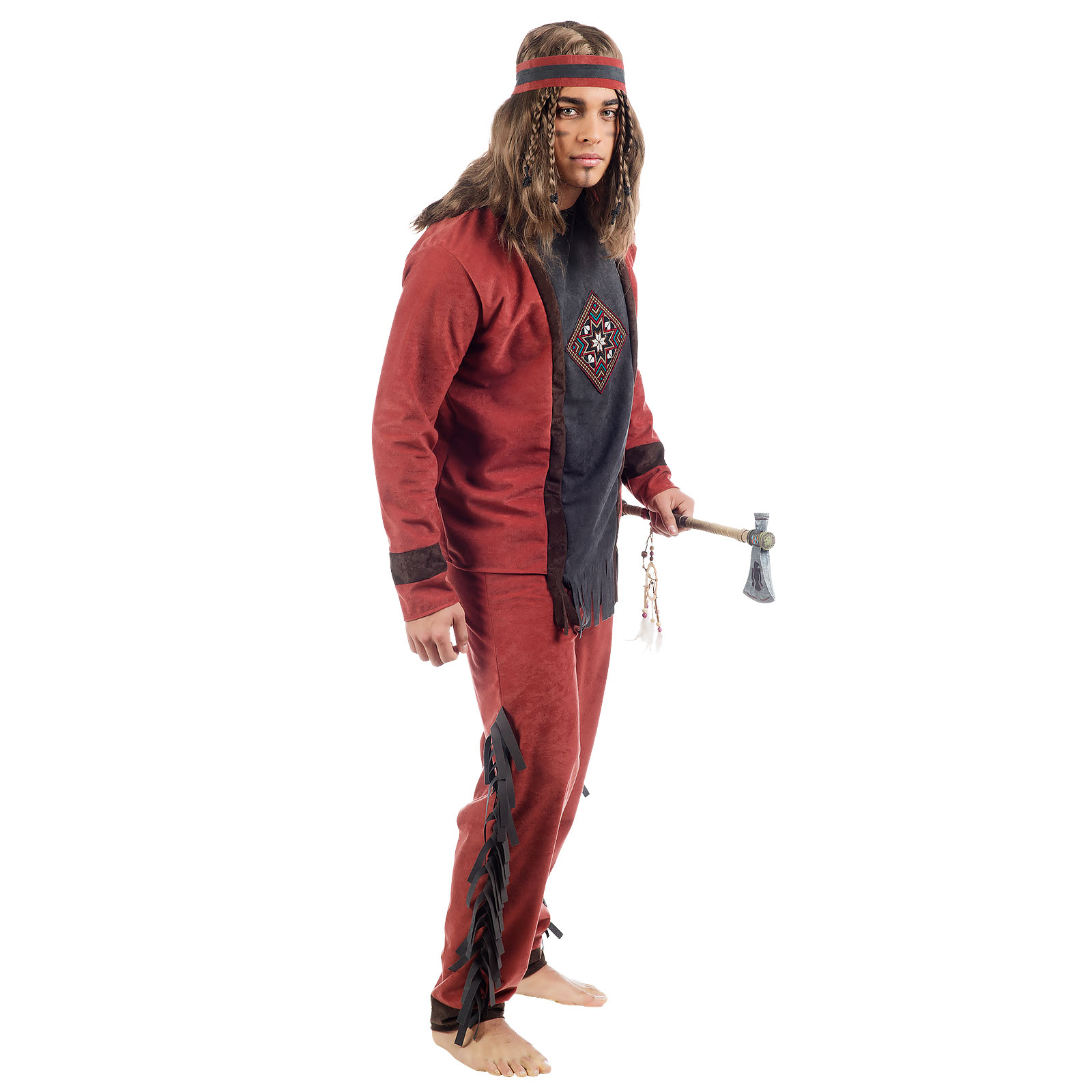 Indien Winnetou - Costume pour hommes rouge