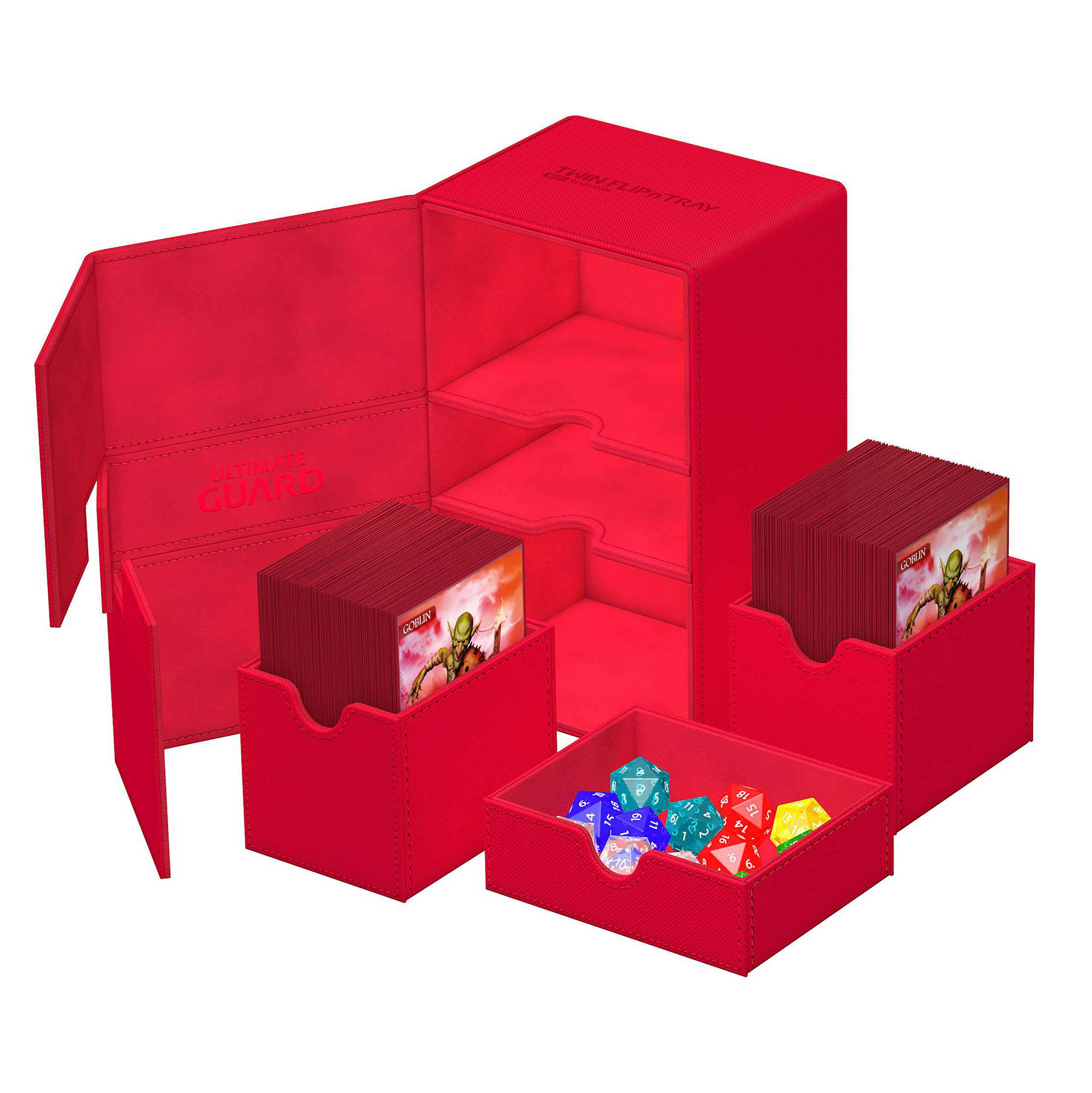 FIVAVA Magic Deckbox Für 160 Karten - Robuste Sammelkarten-Box Mit Magnetverschluss (Rot/Schwarz)