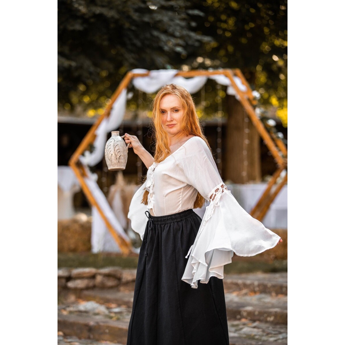 Mittelalter Bluse Carmen weiß