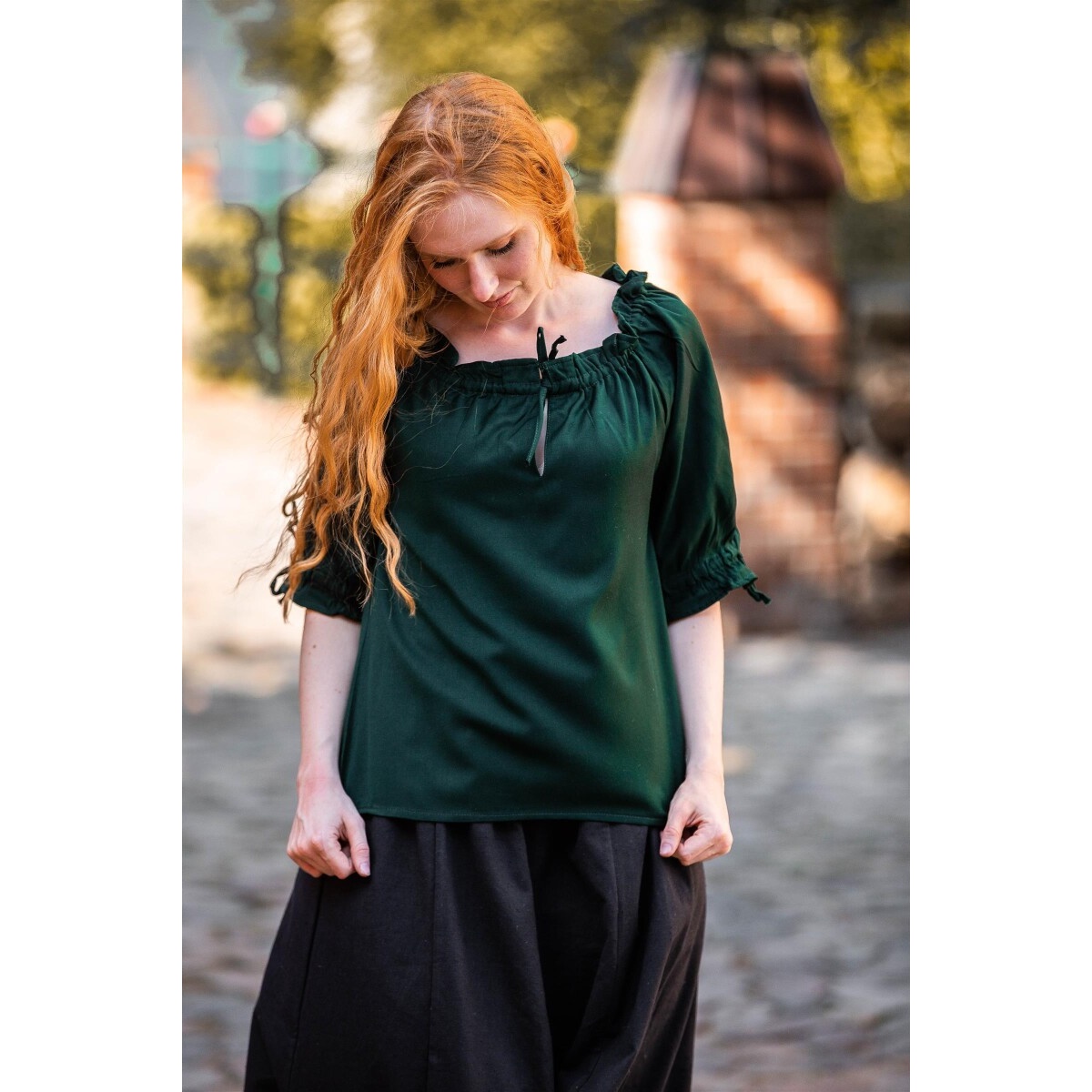 Medieval Short-Sleeve Blouse Vera green