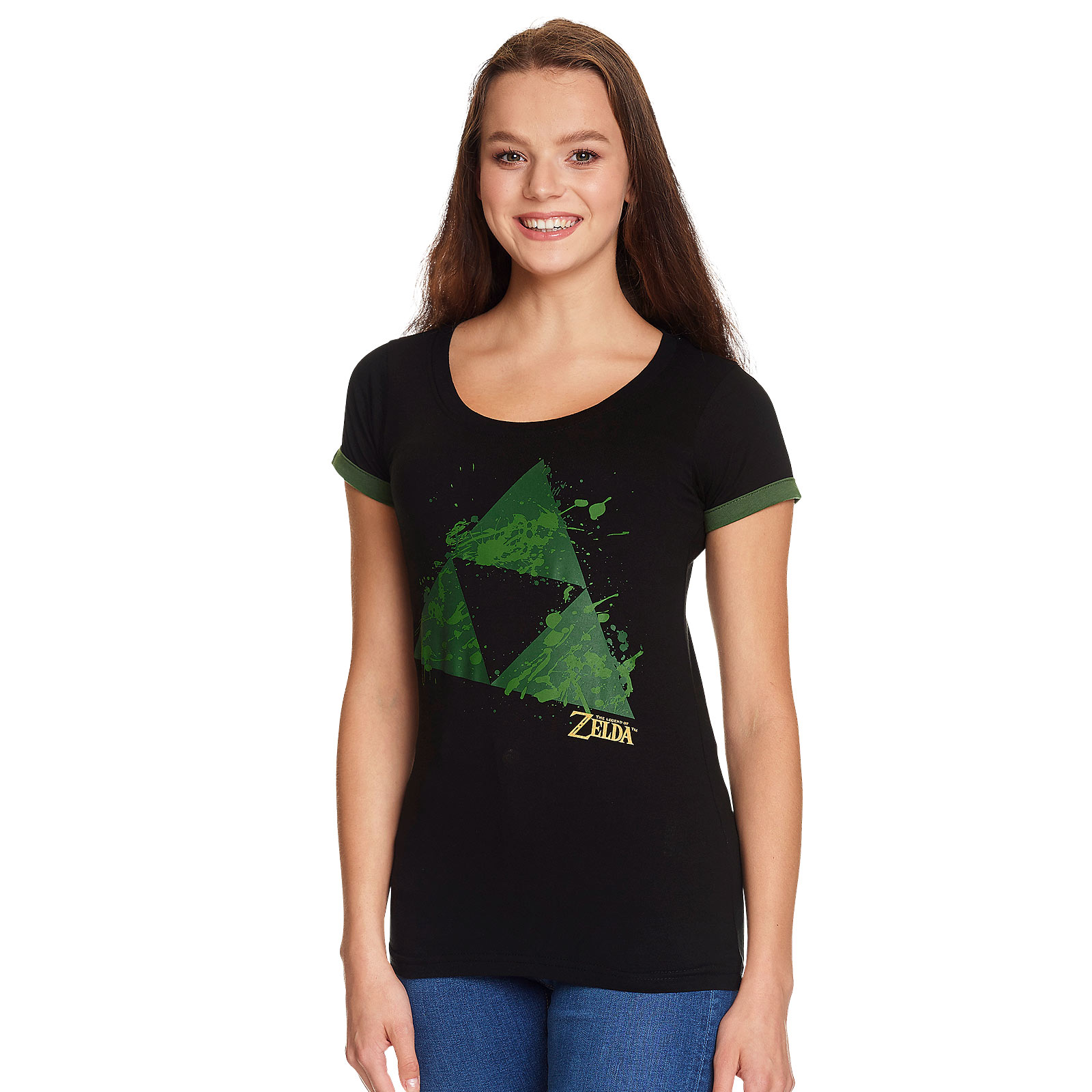 Zelda - Triforce Splatter T-Shirt Damen schwarz