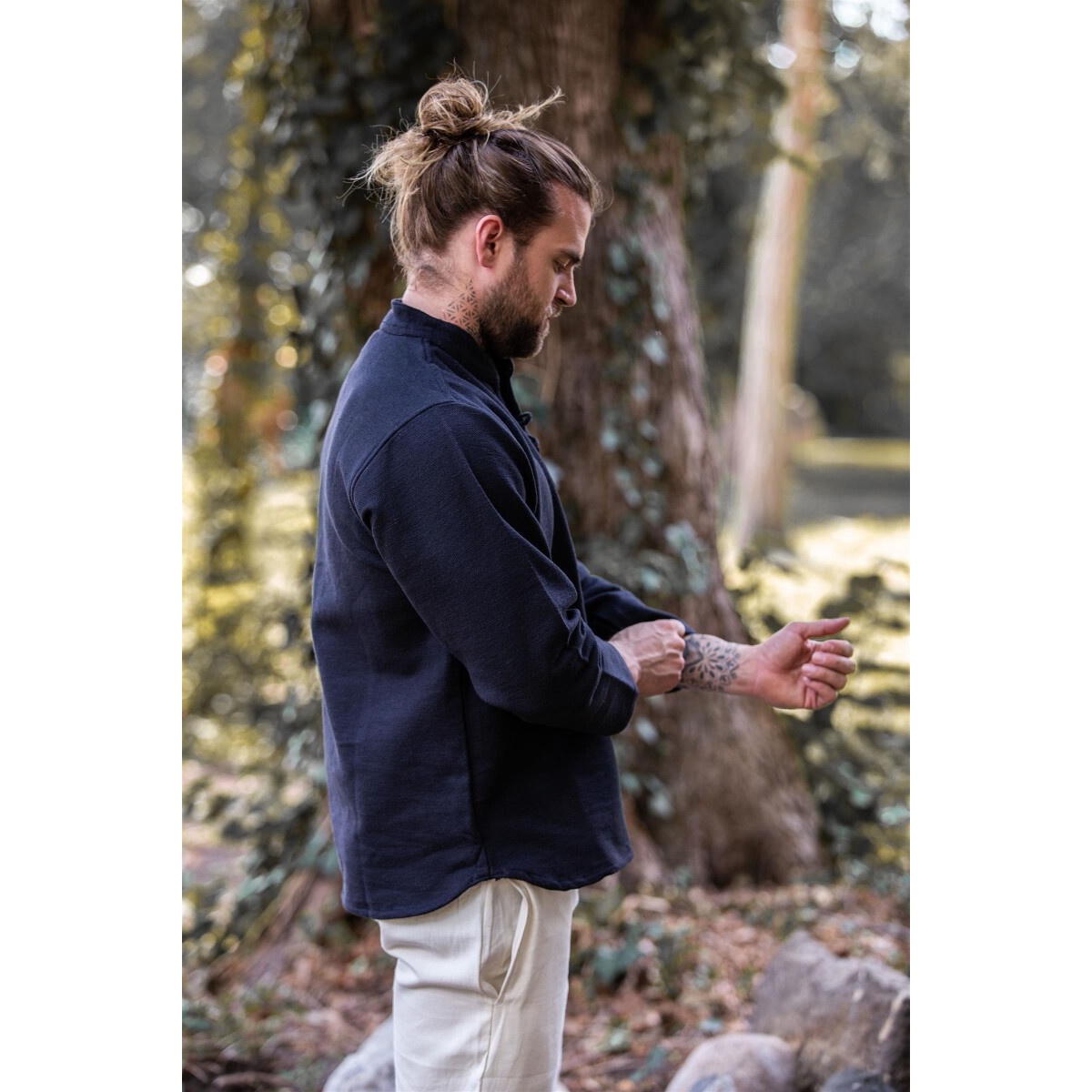 Średniowieczna bawełniana koszula Ingolf ręcznie tkana czarna