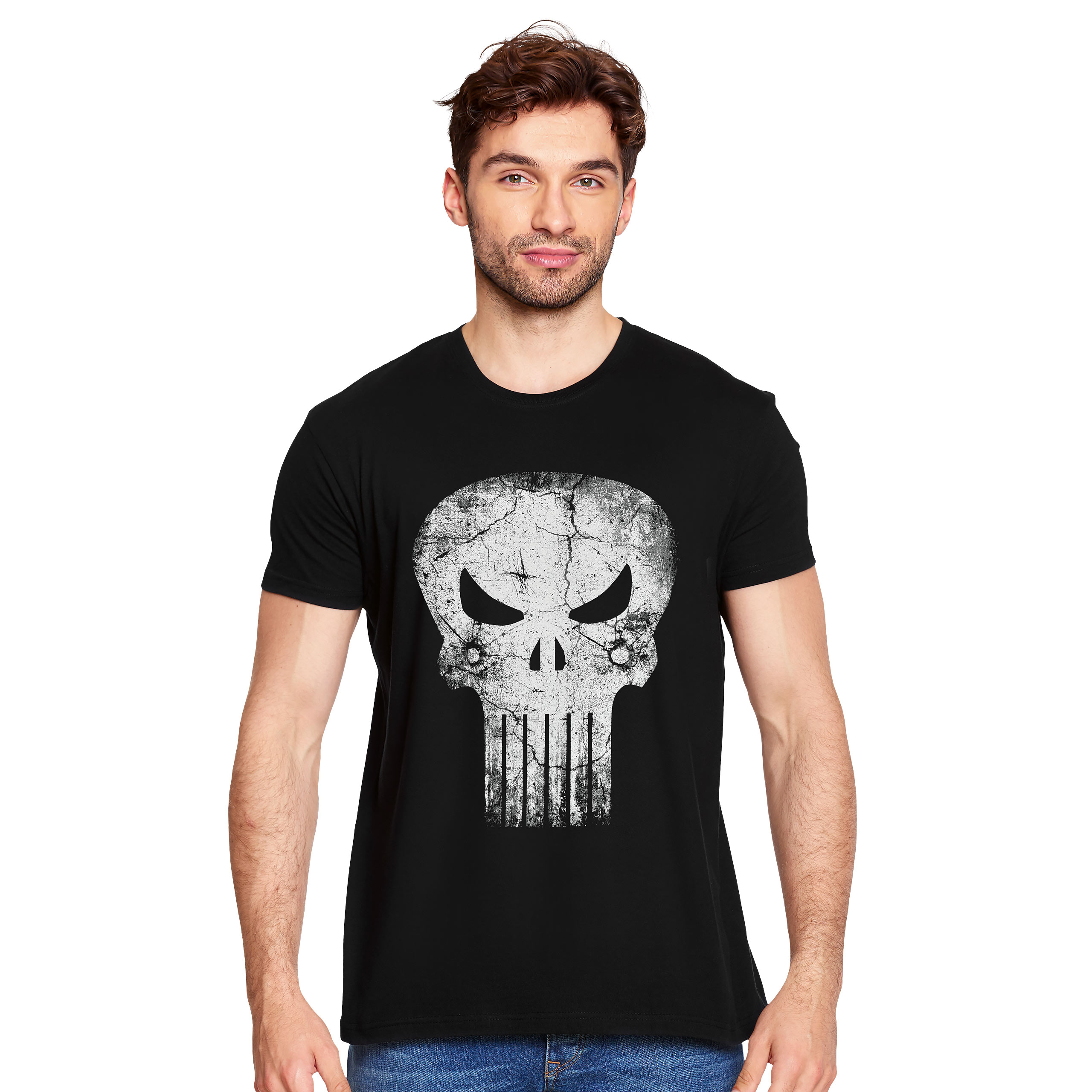Punisher - Skull Distress Logo T-Shirt schwarz
