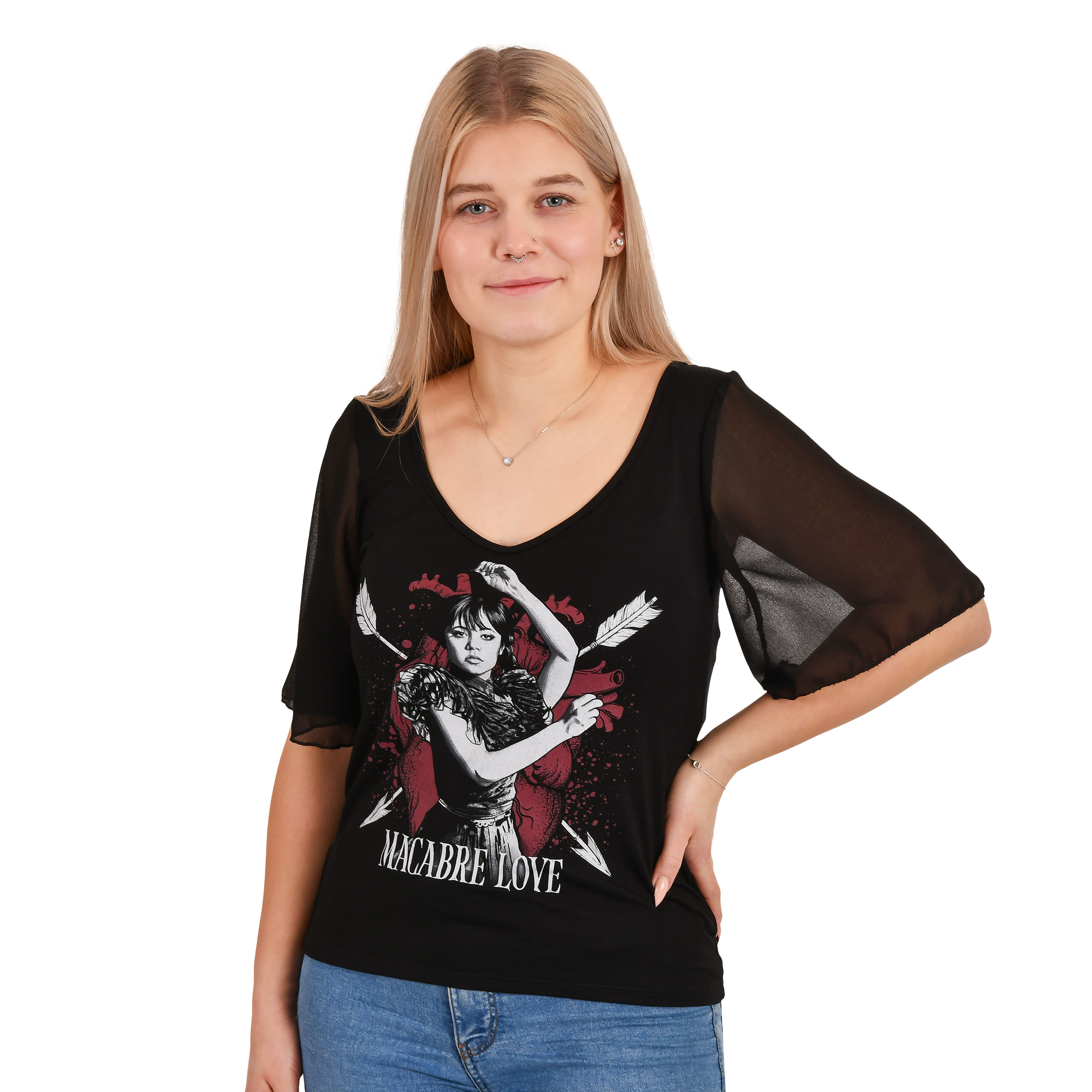 Wednesday - Macabere Liefde T-shirt met Vlindermouwen
