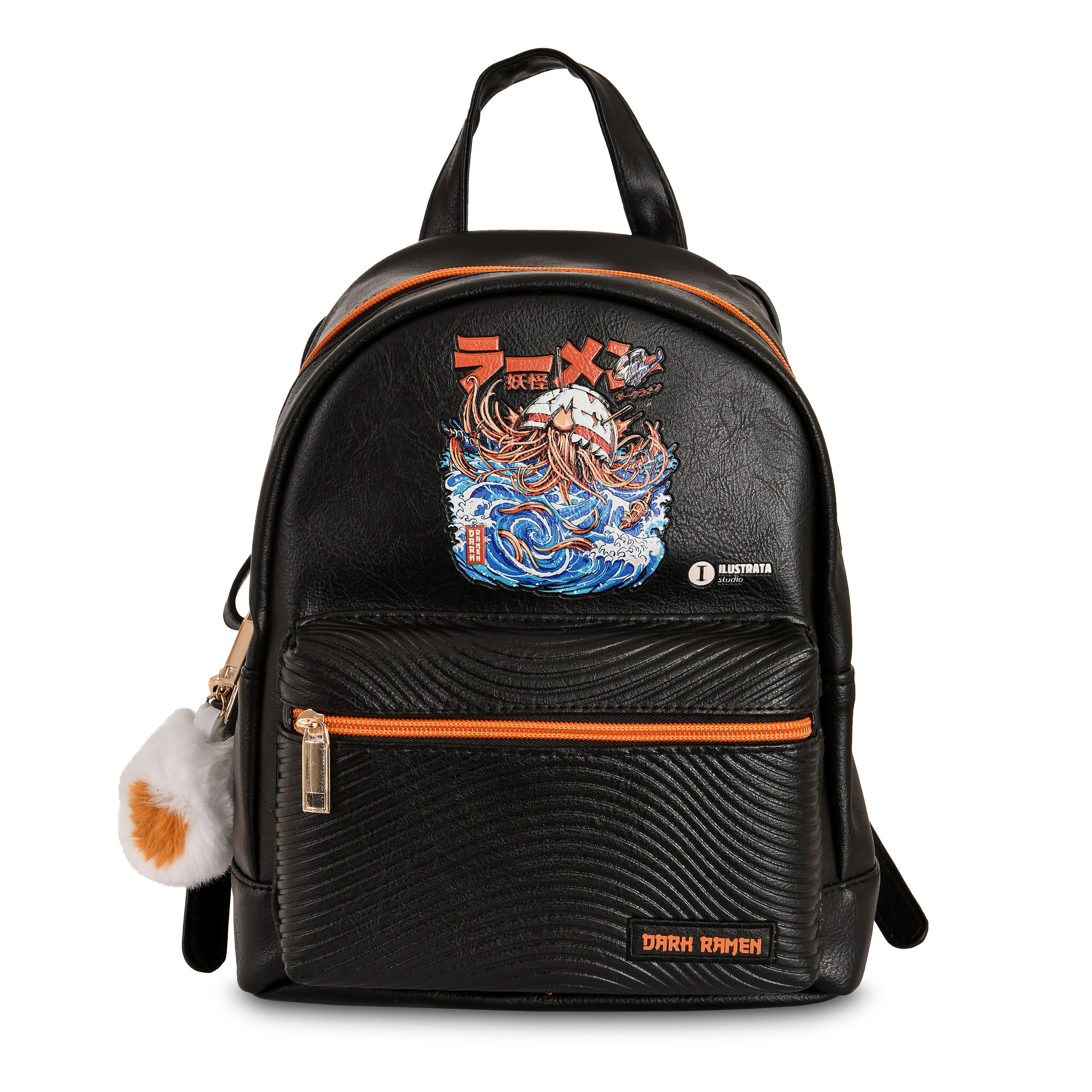 Ilustrata - Dark Ramen Backpack with Pom Pom Pendant black