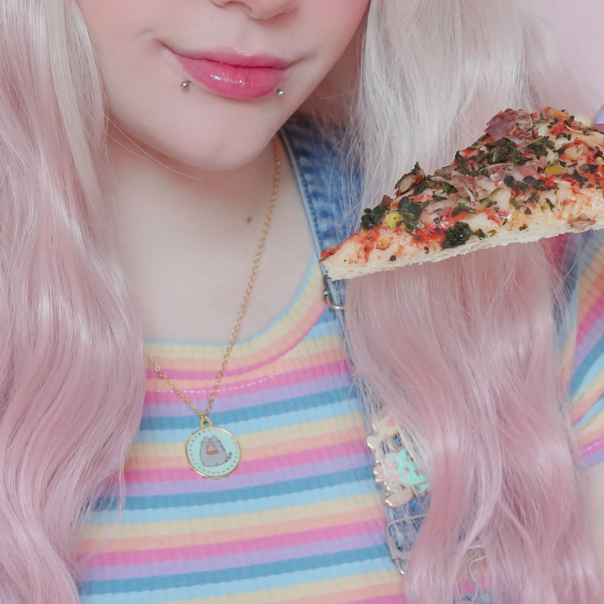 Pusheen - Eet Pizza Ketting