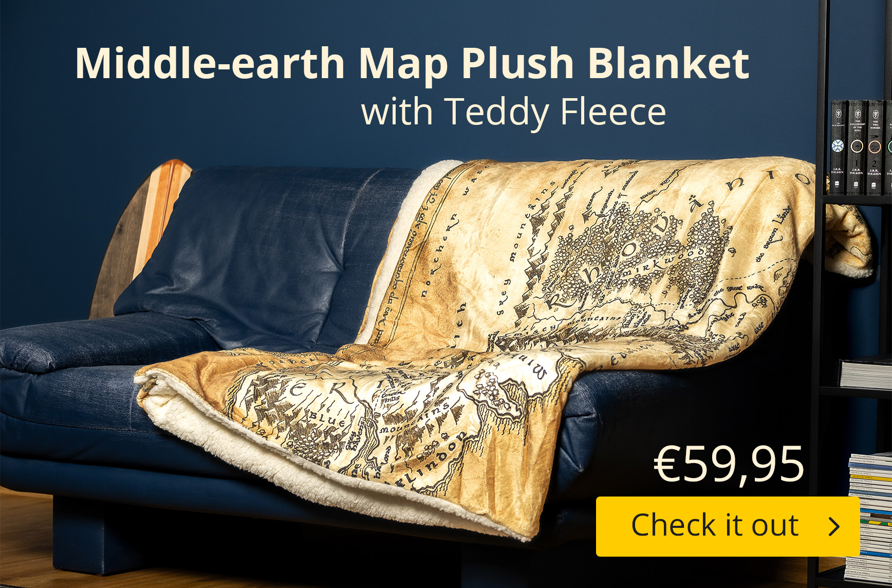 Lord of the Rings - Middle Earth Map Plush Blanket with Teddy Fur - €59,95