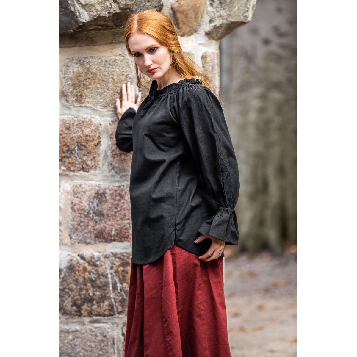 Middeleeuwse blouse Morgan zwart
