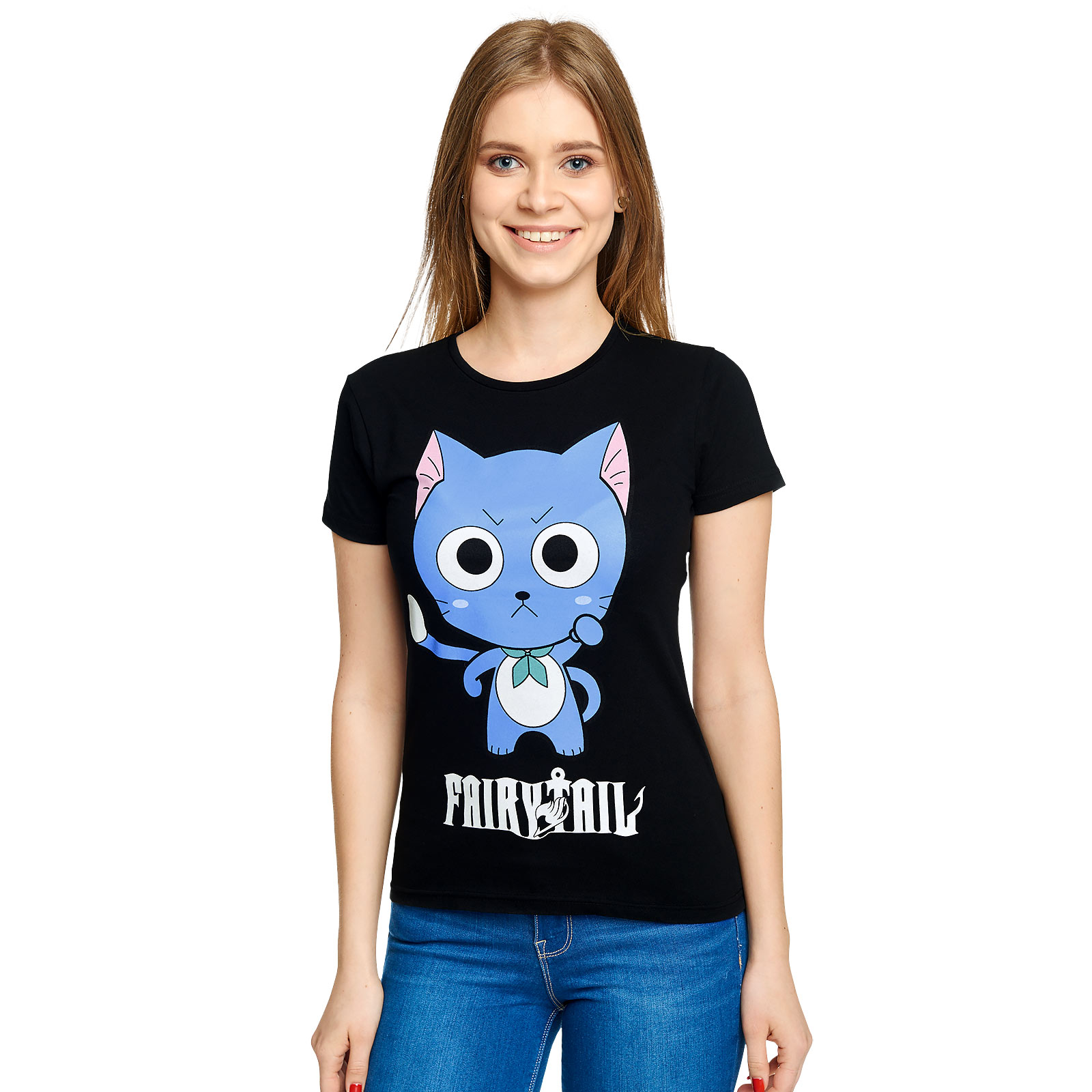 Fairy Tail - Happy T-Shirt Damen schwarz