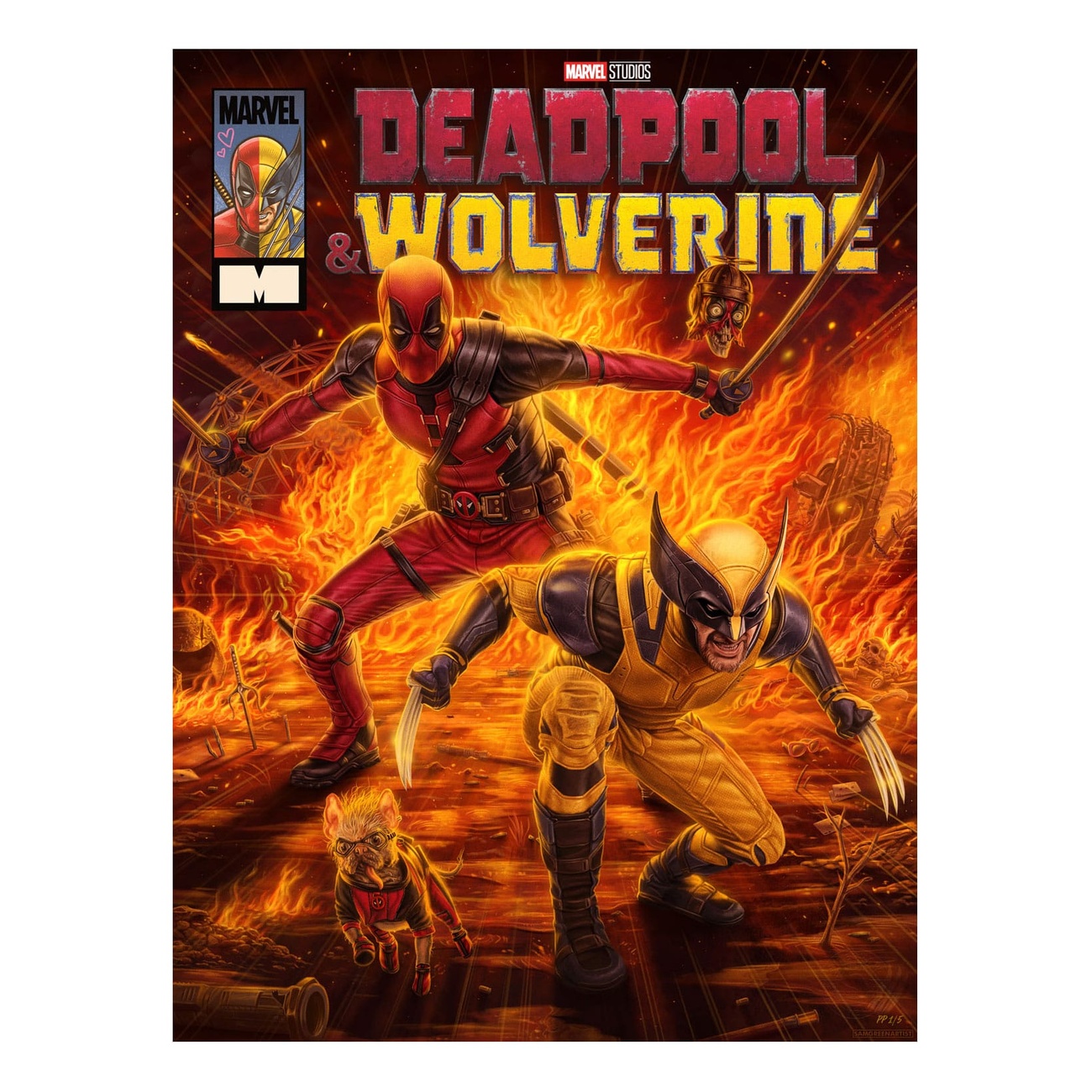 Marvel Kunstprint Deadpool & Wolverine 46 x 61 cm – oningelijst