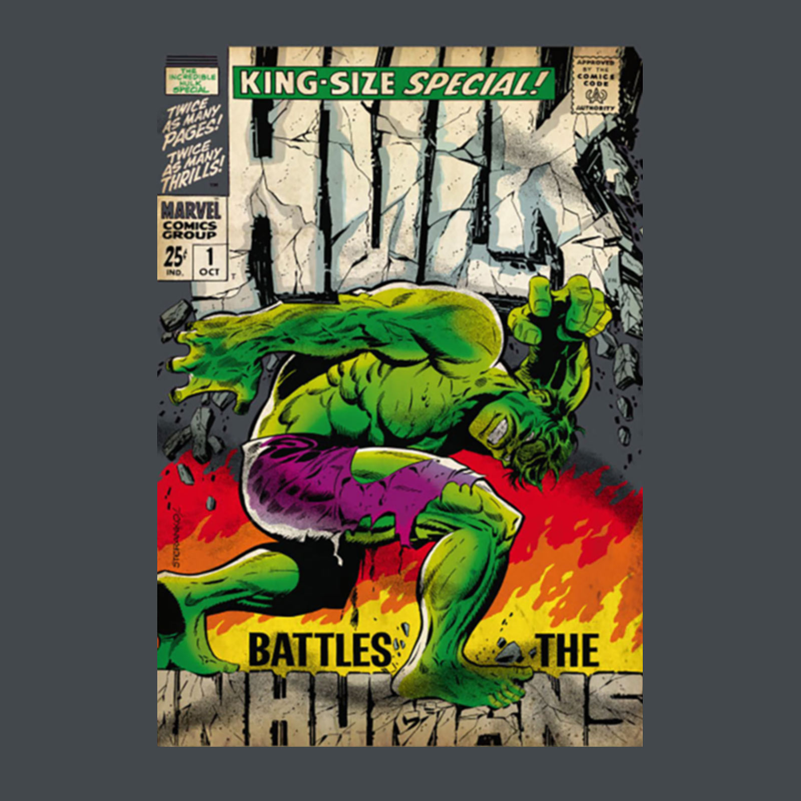 Hulk - Marvel Poster T-Shirt Grijs