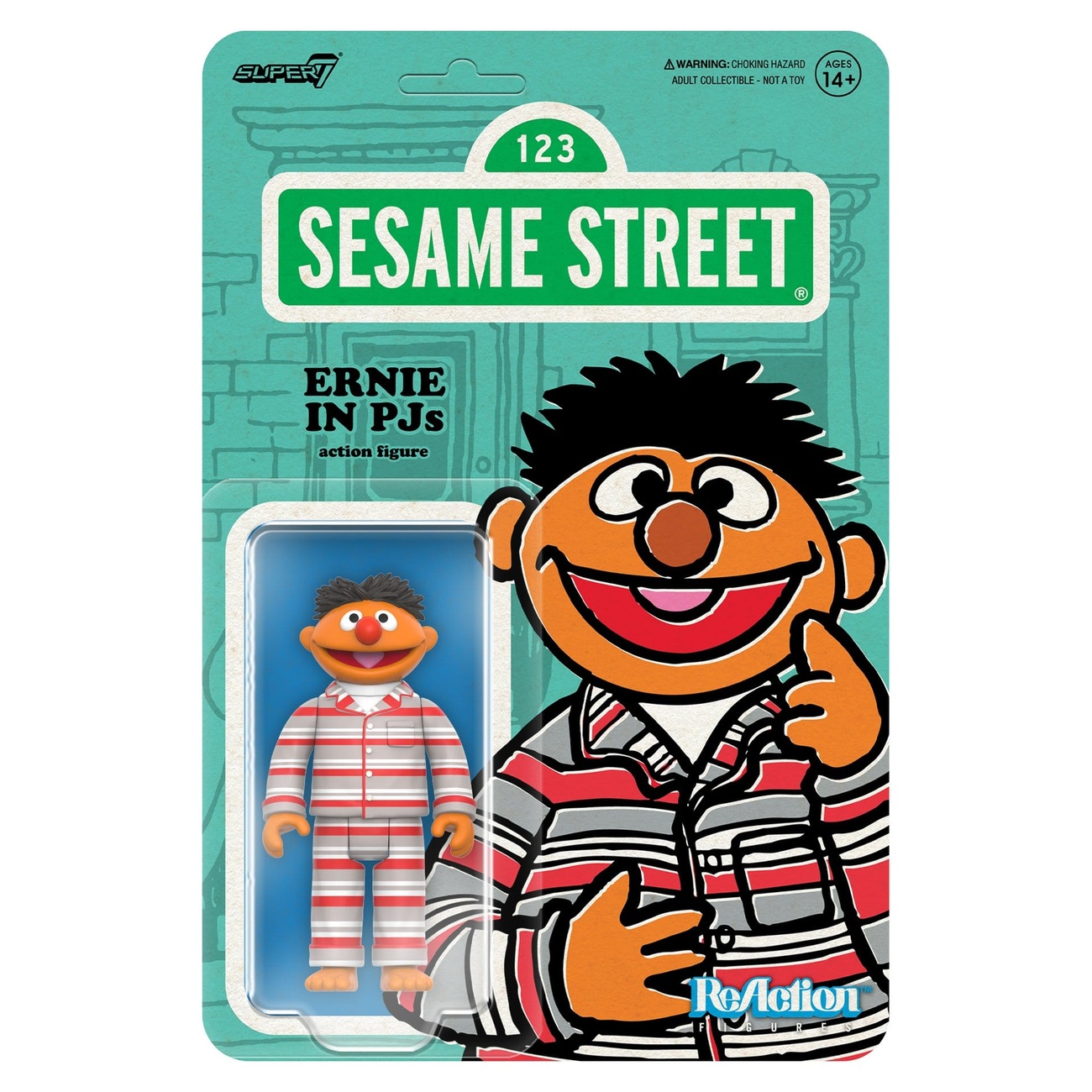 Sesame Street figurine articulée ReAction Wave 06 Ernie (pyjama) 10 cm