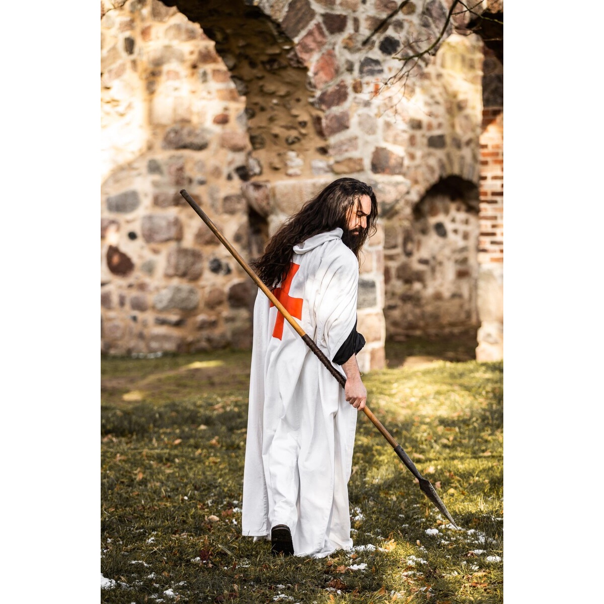 Medieval Templar Cloak Baldwin white-red