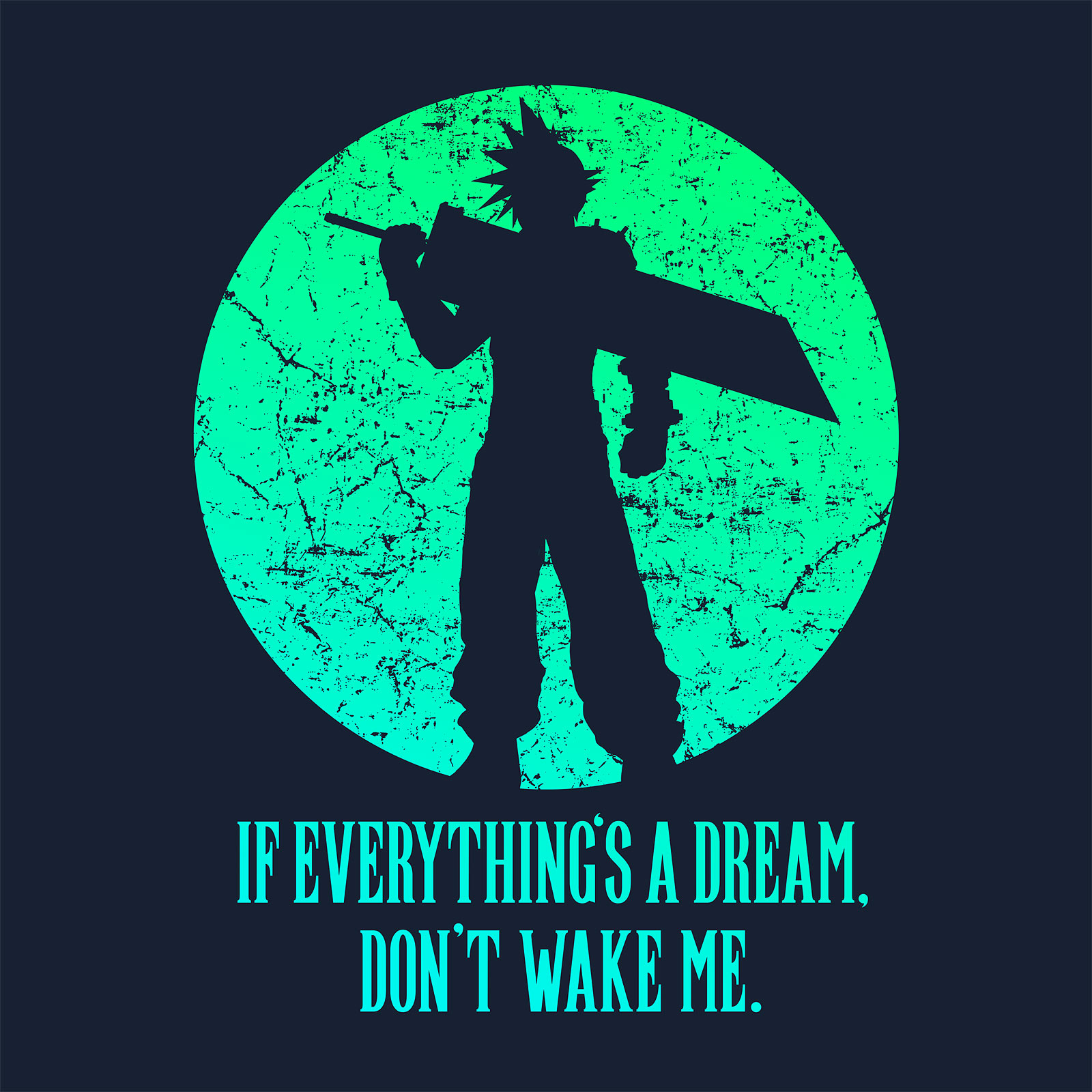 T-shirt Cloud Strife pour les fans de Final Fantasy bleu