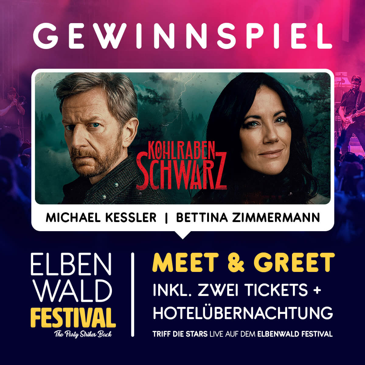 Kohlrabenschwarz Gewinnspiel - Meet & Greet mit den Stars auf dem Elbenwald Festival - inklusive Festival-Tickets und Hotelübernachtung